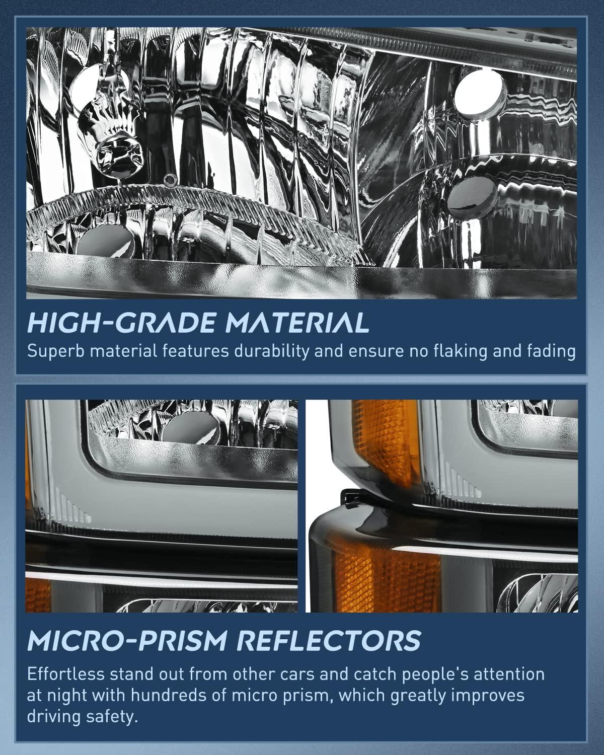 imageNilight Taillight Assembly Compatible with 2003 2004 2005 2006 Chevy Silverado 1500 1500HD 2500 2500HD 3500 2007 Chevrolet Classic OE Style Taillight Rear Lamp Driver and Passenger Side wBulbsSmoke Chrome Housing  Amber Reflector DRL