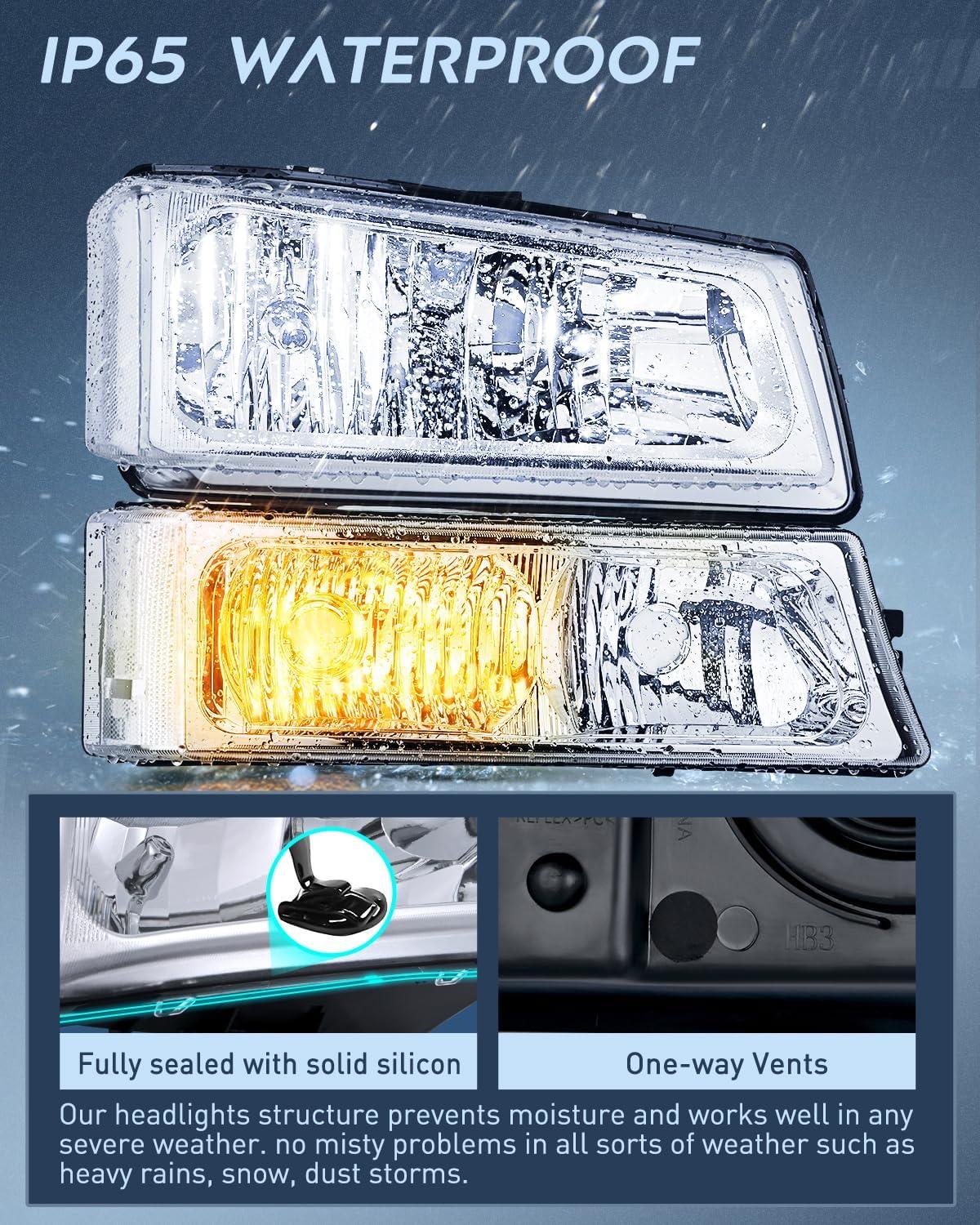 imageNilight Taillight Assembly Compatible with 2003 2004 2005 2006 Chevy Silverado 1500 1500HD 2500 2500HD 3500 2007 Chevrolet Classic OE Style Taillight Rear Lamp Driver and Passenger Side wBulbsChrome Housing Clear Reflector