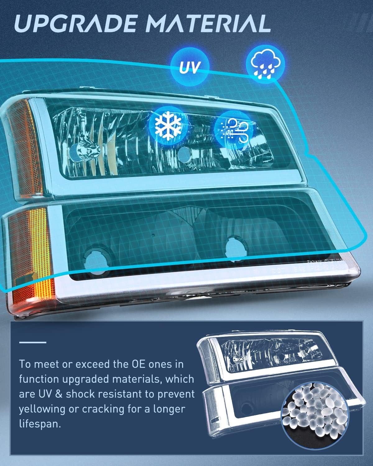 imageNilight Taillight Assembly Compatible with 2003 2004 2005 2006 Chevy Silverado 1500 1500HD 2500 2500HD 3500 2007 Chevrolet Classic OE Style Taillight Rear Lamp Driver and Passenger Side wBulbsBlack Housing  Amber Reflector DRL