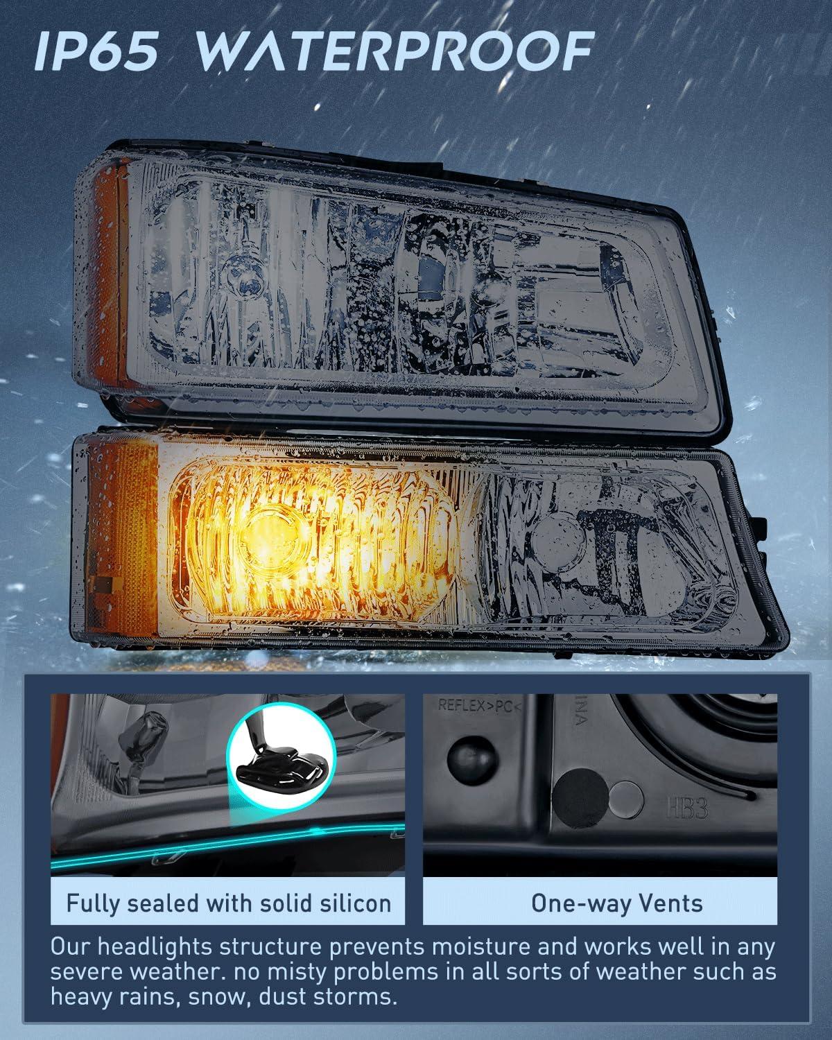 imageNilight Taillight Assembly Compatible with 2003 2004 2005 2006 Chevy Silverado 1500 1500HD 2500 2500HD 3500 2007 Chevrolet Classic OE Style Taillight Rear Lamp Driver and Passenger Side wBulbsSmoke Chrome Housing  Amber Reflector