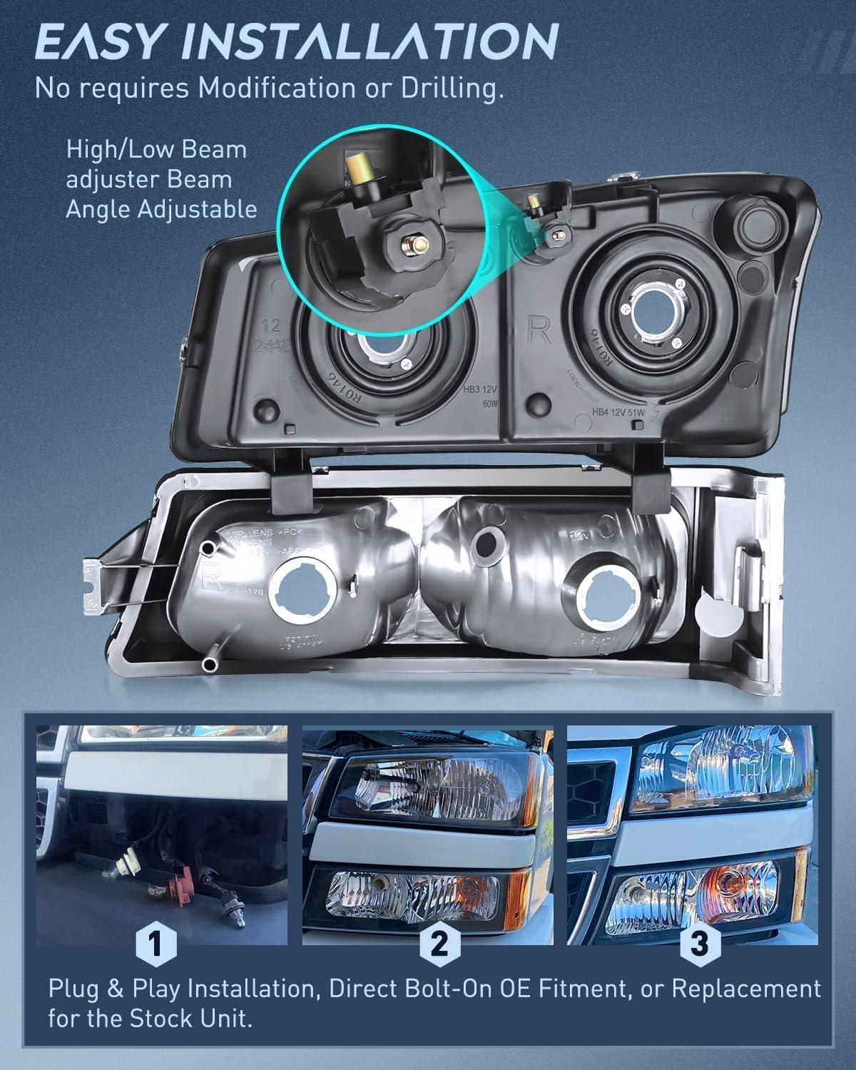 imageNilight Taillight Assembly Compatible with 2003 2004 2005 2006 Chevy Silverado 1500 1500HD 2500 2500HD 3500 2007 Chevrolet Classic OE Style Taillight Rear Lamp Driver and Passenger Side wBulbsBlack Housing Amber Reflector