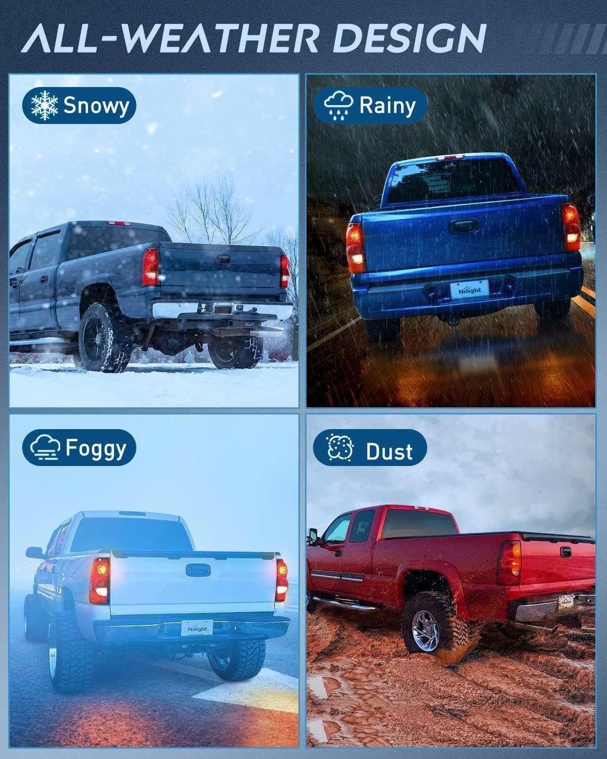 imageNilight Taillight Assembly Compatible with 2003 2004 2005 2006 Chevy Silverado 1500 1500HD 2500 2500HD 3500 2007 Chevrolet Classic OE Style Taillight Rear Lamp Driver and Passenger Side wBulbsBlack Housing  Amber Reflector