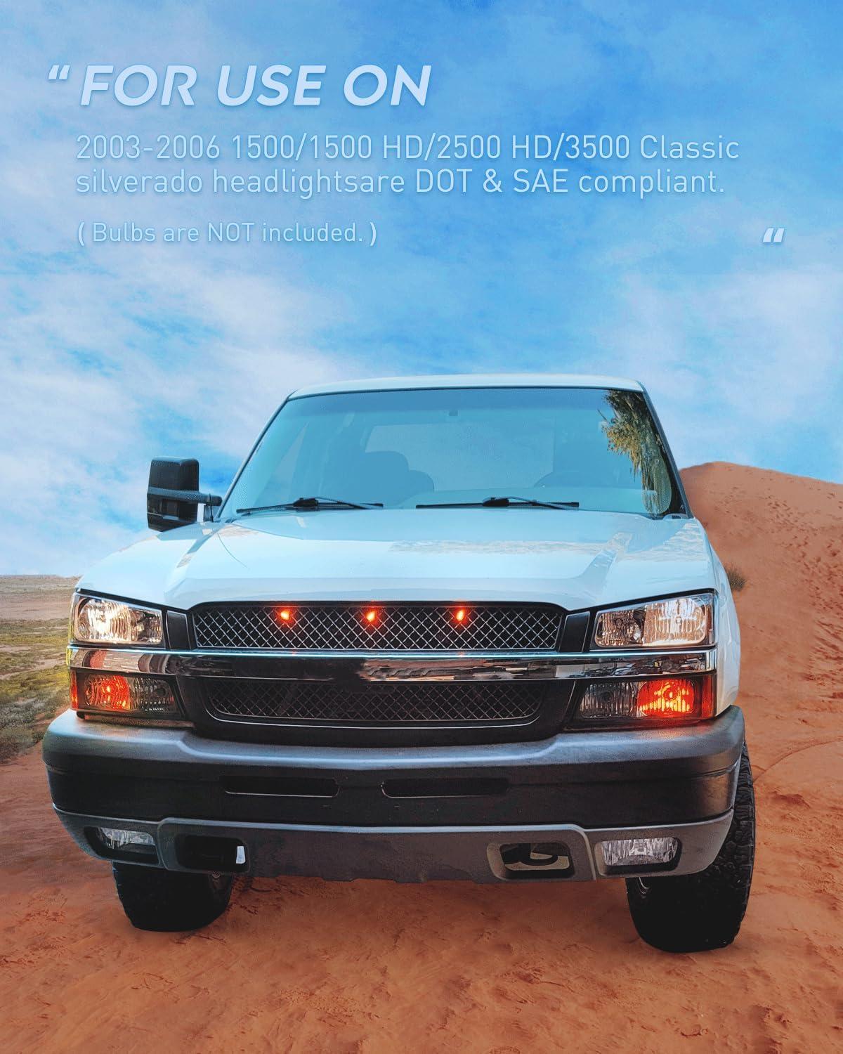 imageNilight Taillight Assembly Compatible with 2003 2004 2005 2006 Chevy Silverado 1500 1500HD 2500 2500HD 3500 2007 Chevrolet Classic OE Style Taillight Rear Lamp Driver and Passenger Side wBulbsSmoke Chrome Housing  Amber Reflector