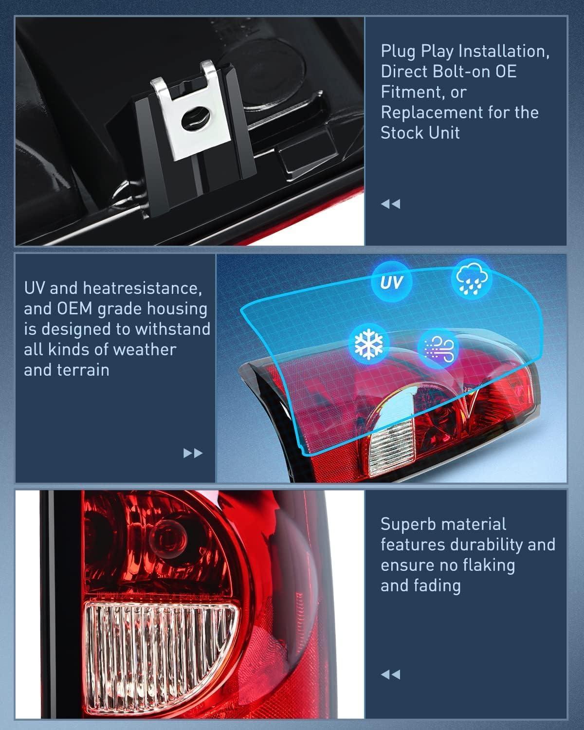 imageNilight Taillight Assembly Compatible with 2003 2004 2005 2006 Chevy Silverado 1500 1500HD 2500 2500HD 3500 2007 Chevrolet Classic OE Style Taillight Rear Lamp Driver and Passenger Side wBulbsChrome Housing  Amber Reflector