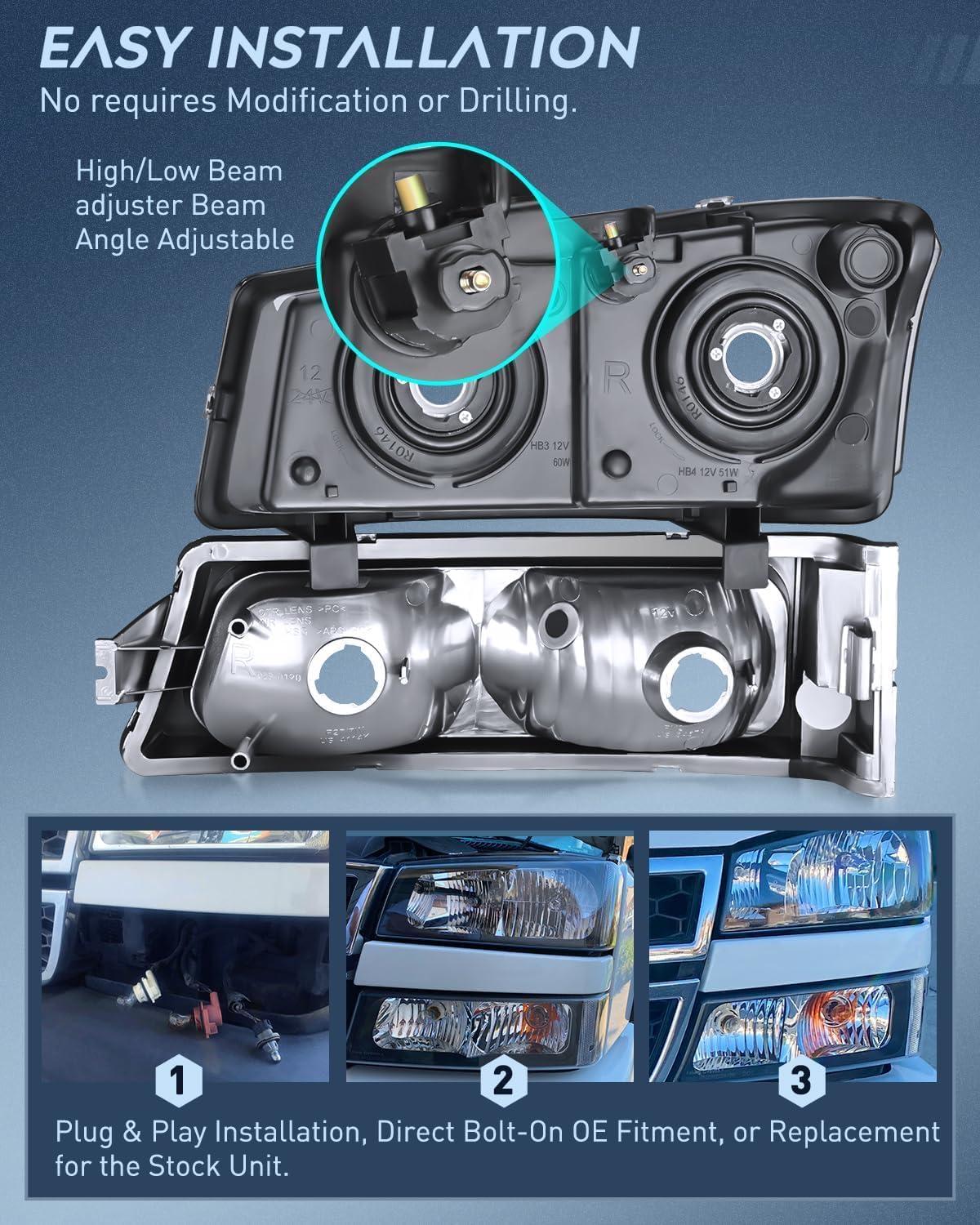 imageNilight Taillight Assembly Compatible with 2003 2004 2005 2006 Chevy Silverado 1500 1500HD 2500 2500HD 3500 2007 Chevrolet Classic OE Style Taillight Rear Lamp Driver and Passenger Side wBulbsBlack Housing Clean Reflector