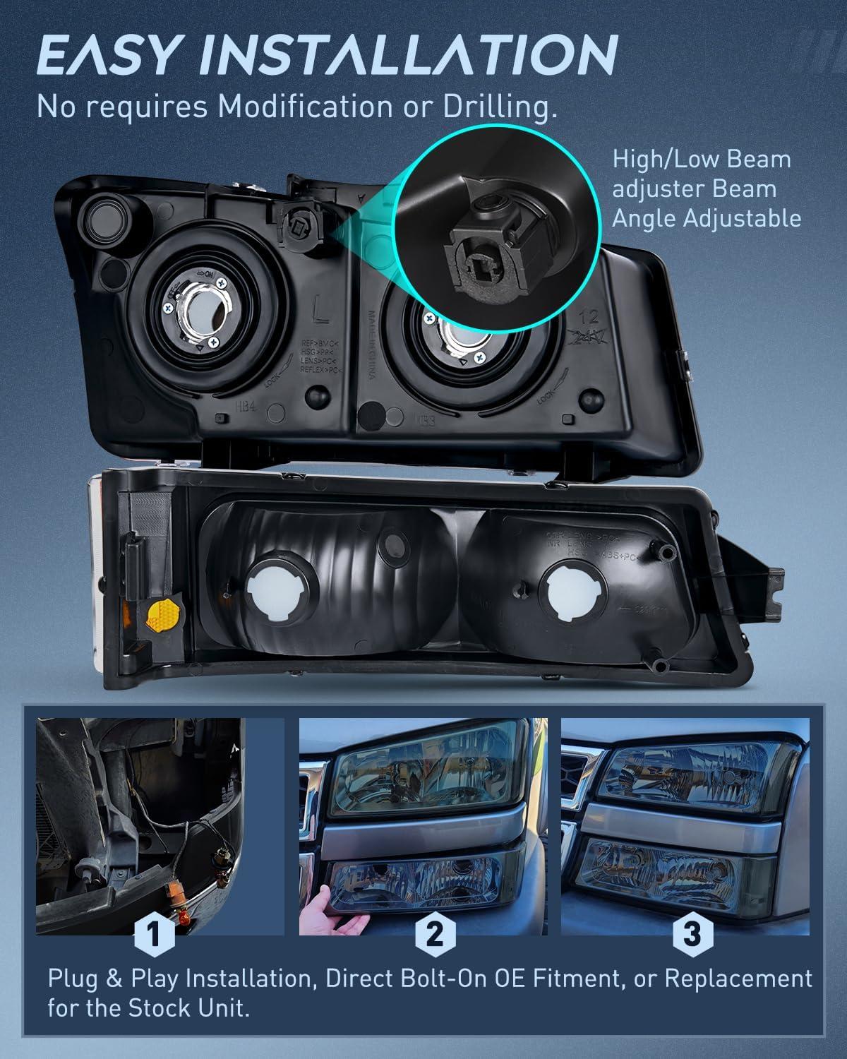 imageNilight Taillight Assembly Compatible with 2003 2004 2005 2006 Chevy Silverado 1500 1500HD 2500 2500HD 3500 2007 Chevrolet Classic OE Style Taillight Rear Lamp Driver and Passenger Side wBulbsSmoke Chrome Housing Clear Reflector