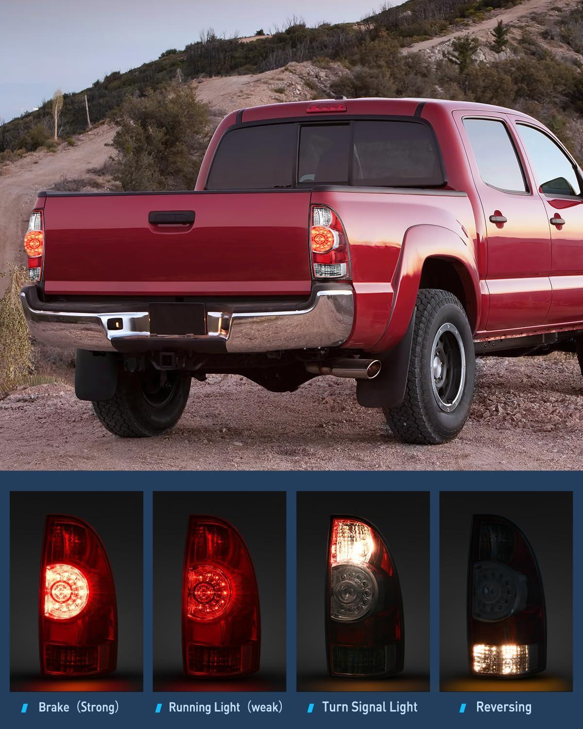 imageNilight Taillight Assembly Compatible with 2005 2006 2007 2008 2009 2010 2011 2012 2013 2014 2015 Toyota Tacoma Rear Tail Light Lamp Replacement LED Lens Passenger SideRedPassenger Side