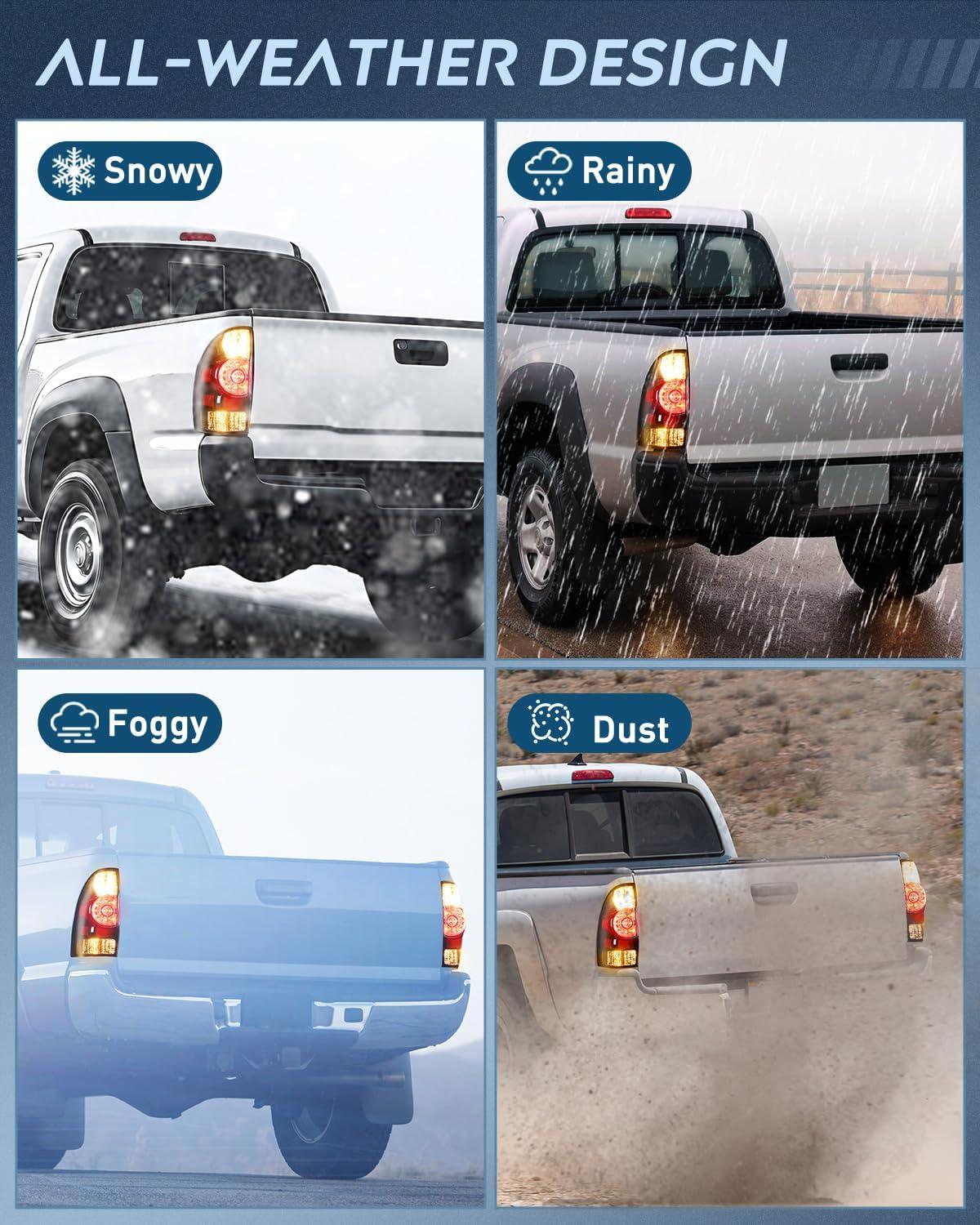 imageNilight Taillight Assembly Compatible with 2005 2006 2007 2008 2009 2010 2011 2012 2013 2014 2015 Toyota Tacoma Rear Tail Light Lamp Replacement LED Lens Passenger SideBlackDriver Side