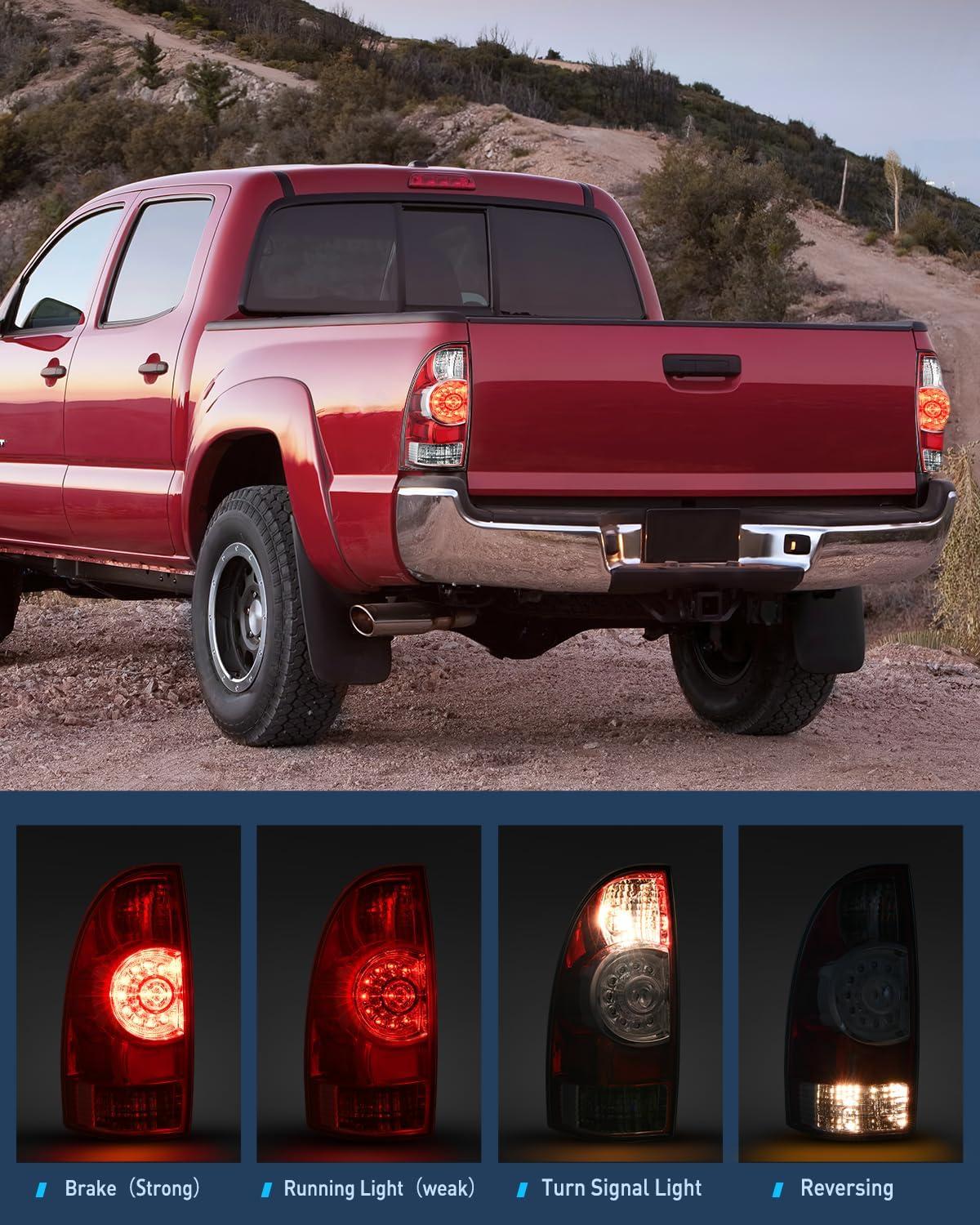 imageNilight Taillight Assembly Compatible with 2005 2006 2007 2008 2009 2010 2011 2012 2013 2014 2015 Toyota Tacoma Rear Tail Light Lamp Replacement LED Lens Passenger SideRedDriver Side