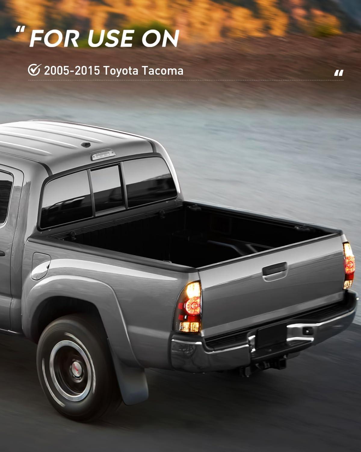 imageNilight Taillight Assembly Compatible with 2005 2006 2007 2008 2009 2010 2011 2012 2013 2014 2015 Toyota Tacoma Rear Tail Light Lamp Replacement LED Lens Passenger SideBlackDriver Side