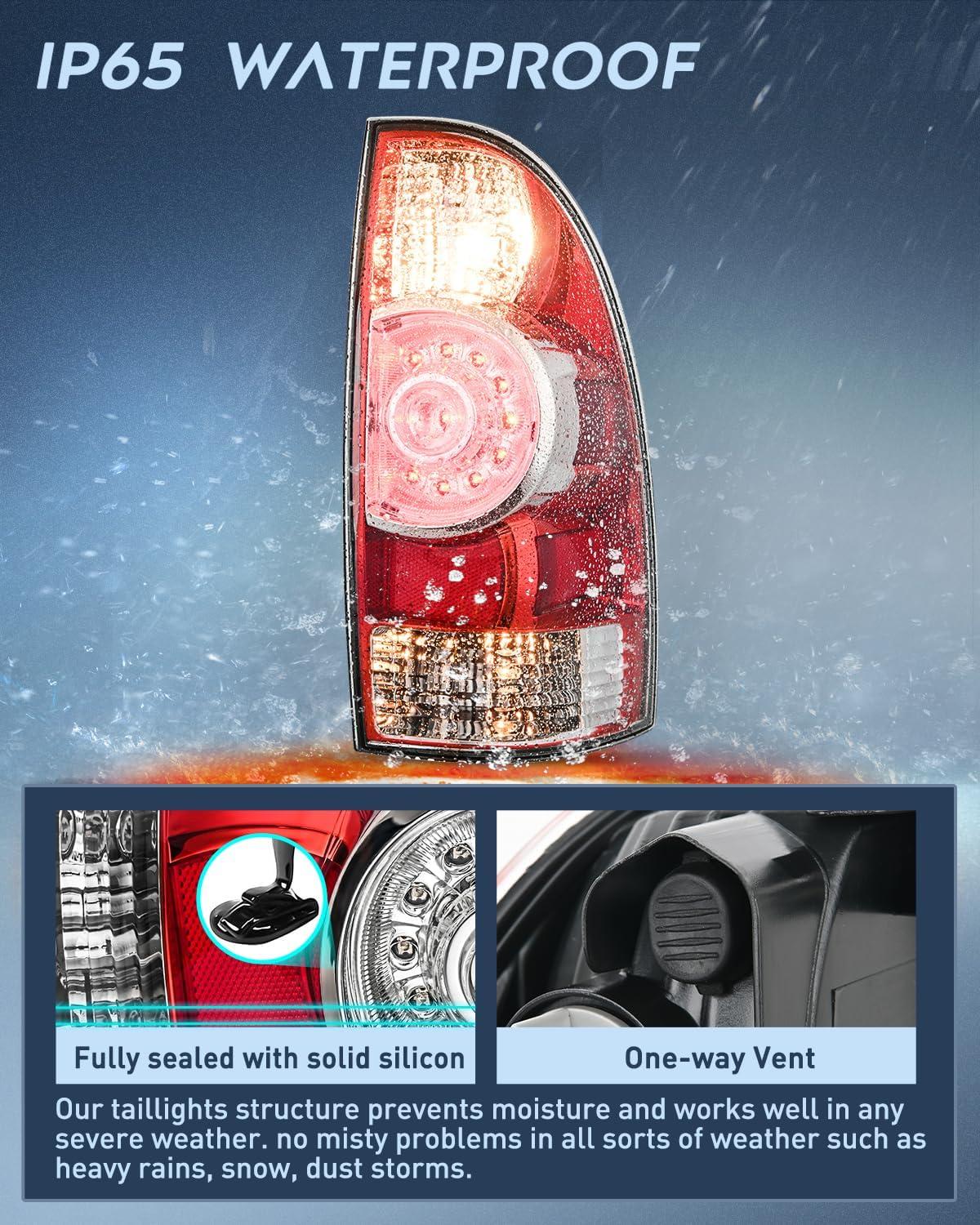 imageNilight Taillight Assembly Compatible with 2005 2006 2007 2008 2009 2010 2011 2012 2013 2014 2015 Toyota Tacoma Rear Tail Light Lamp Replacement LED Lens Passenger SideRedPassenger Side