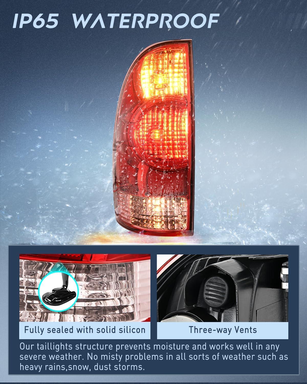 imageNilight Taillight Assembly Compatible with 2005 2006 2007 2008 2009 2010 2011 2012 2013 2014 2015 Toyota Tacoma Rear Tail Light Lamp Replacement OE Style Driver Side and Passenger SideRed HousingDriver Side