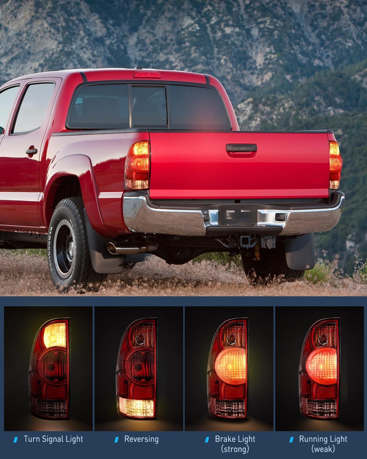 imageNilight Taillight Assembly Compatible with 2005 2006 2007 2008 2009 2010 2011 2012 2013 2014 2015 Toyota Tacoma Rear Tail Light Lamp Replacement OE Style Driver Side and Passenger SideRed HousingDriver Side
