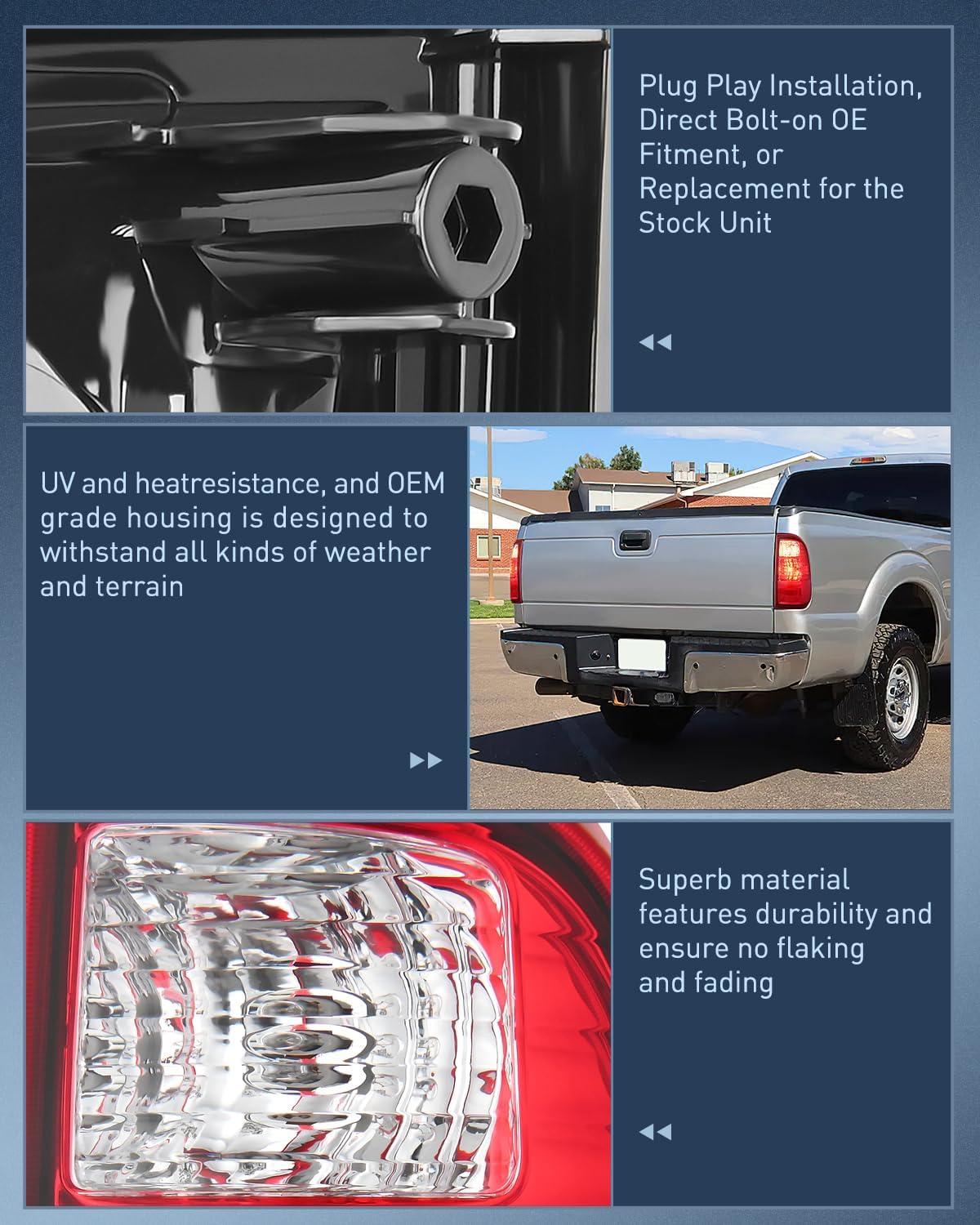 imageNilight Taillight Assembly Compatible with 2008 2009 2010 2011 2012 2013 2014 2015 2016 Ford F250 F350 F450 Super Duty Rear Lamp Replacement OE Style Passenger SideRed