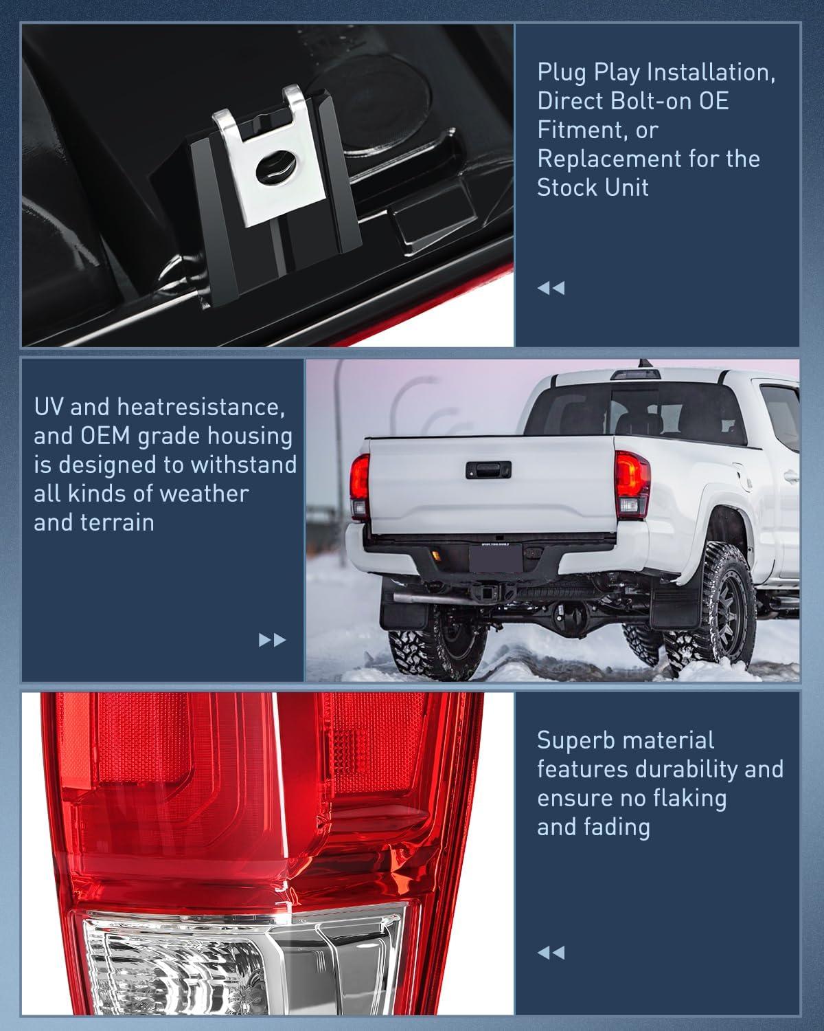 imageNilight Taillight Assembly Compatible with 2016 2017 2018 2019 2020 2021 2022 2023 Toyota Tacoma Rear Lamp Replacement OE Style Driver Side and Passenger SidePassenger Side