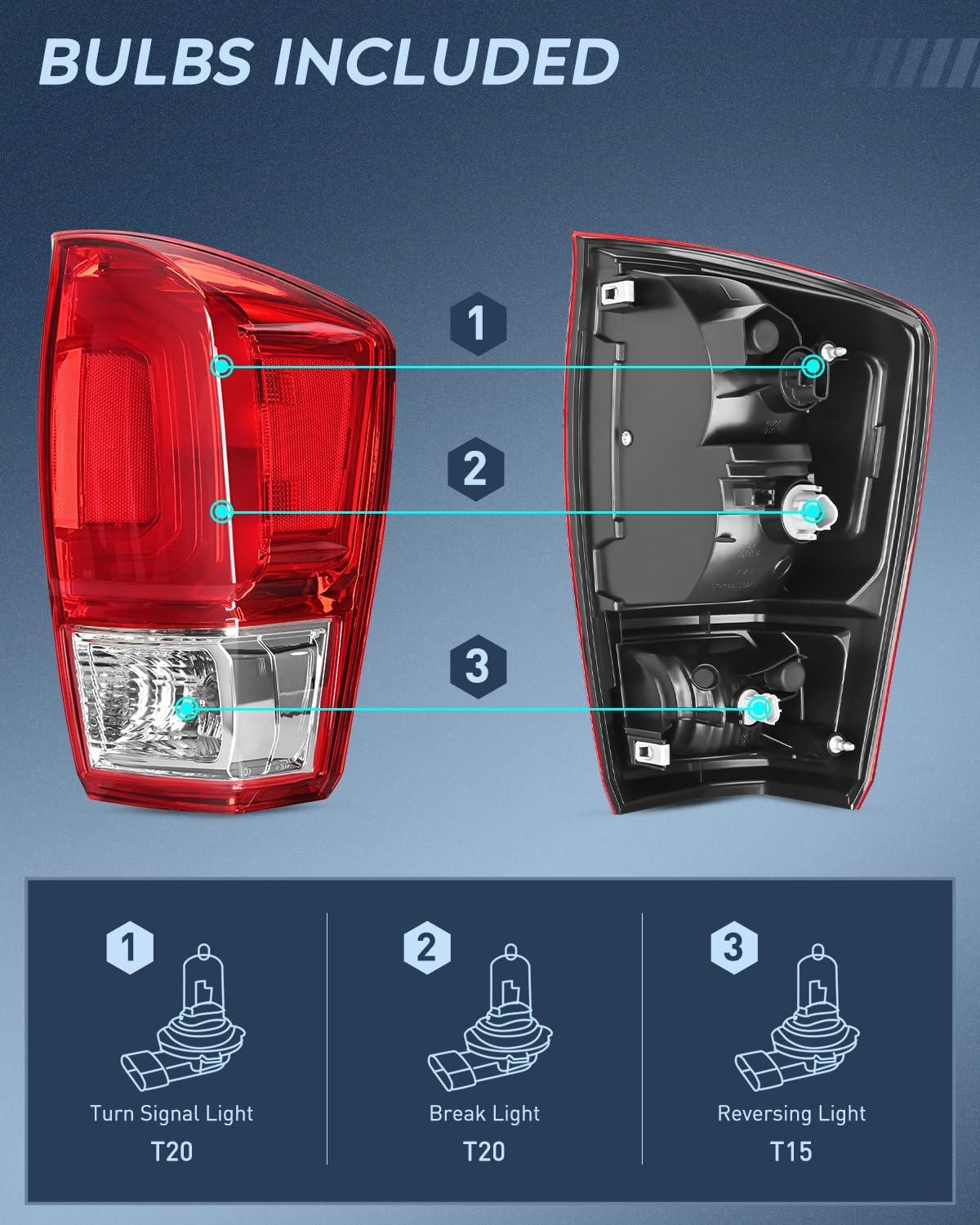 imageNilight Taillight Assembly Compatible with 2016 2017 2018 2019 2020 2021 2022 2023 Toyota Tacoma Rear Lamp Replacement OE Style Driver Side and Passenger SidePassenger Side