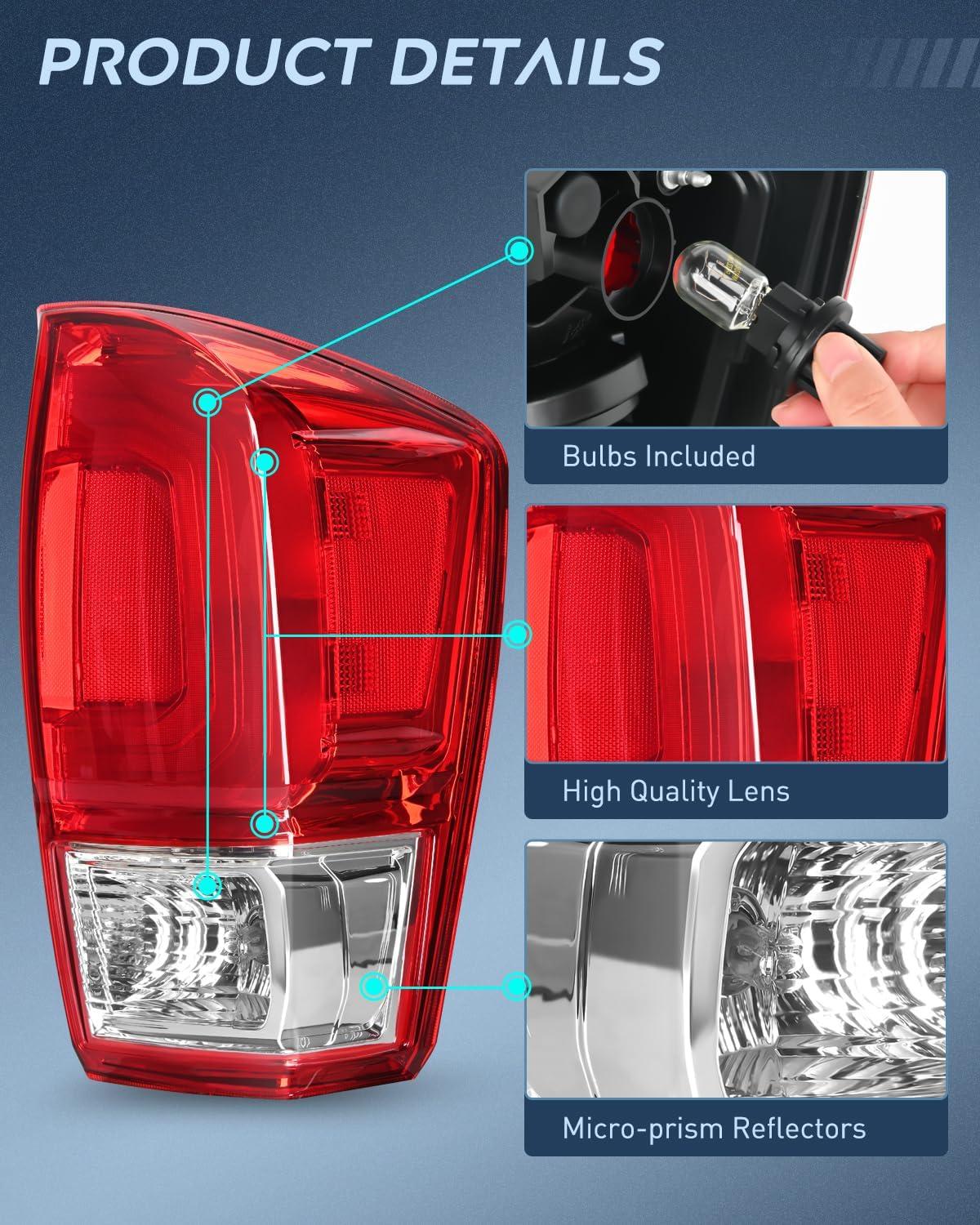 imageNilight Taillight Assembly Compatible with 2016 2017 2018 2019 2020 2021 2022 2023 Toyota Tacoma Rear Lamp Replacement OE Style Driver Side and Passenger SidePassenger Side