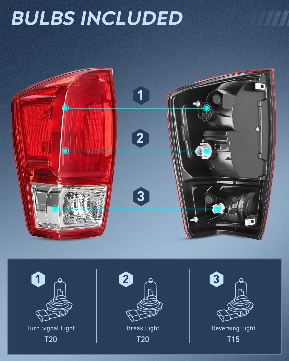 imageNilight Taillight Assembly Compatible with 2016 2017 2018 2019 2020 2021 2022 2023 Toyota Tacoma Rear Lamp Replacement OE Style Driver Side and Passenger SideDriver Side