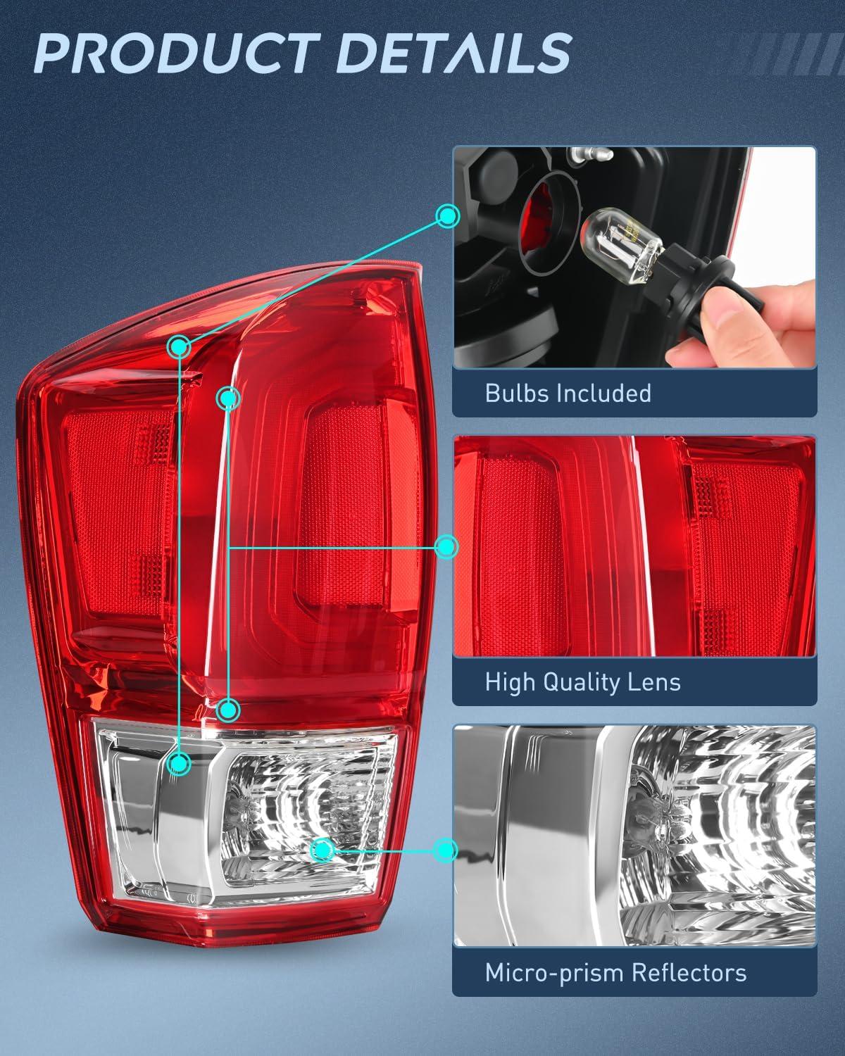 imageNilight Taillight Assembly Compatible with 2016 2017 2018 2019 2020 2021 2022 2023 Toyota Tacoma Rear Lamp Replacement OE Style Driver Side and Passenger SideDriver Side