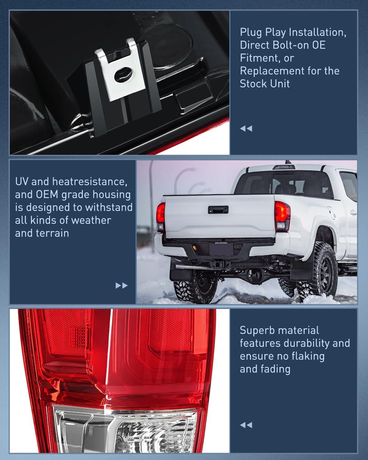 imageNilight Taillight Assembly Compatible with 2016 2017 2018 2019 2020 2021 2022 2023 Toyota Tacoma Rear Lamp Replacement OE Style Driver Side and Passenger SideDriver Side