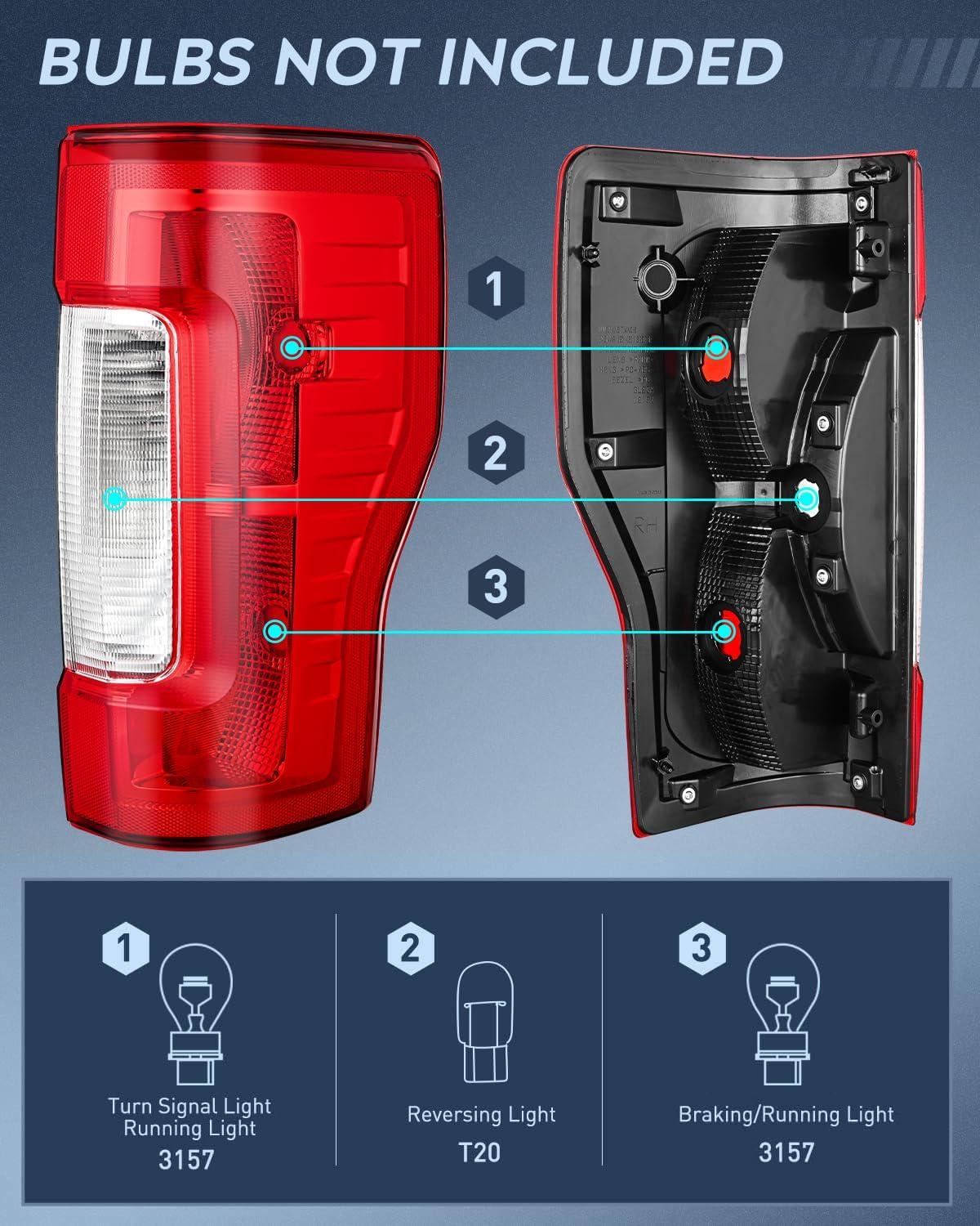 imageNilight Taillight Assembly Compatible with 2017 2018 2019 Ford F250 F350 Super Duty Rear Lamp Replacement OE Style Driver Side Red LensRed