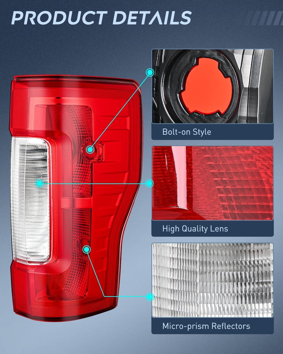 imageNilight Taillight Assembly Compatible with 2017 2018 2019 Ford F250 F350 Super Duty Rear Lamp Replacement OE Style Driver Side Red LensRed