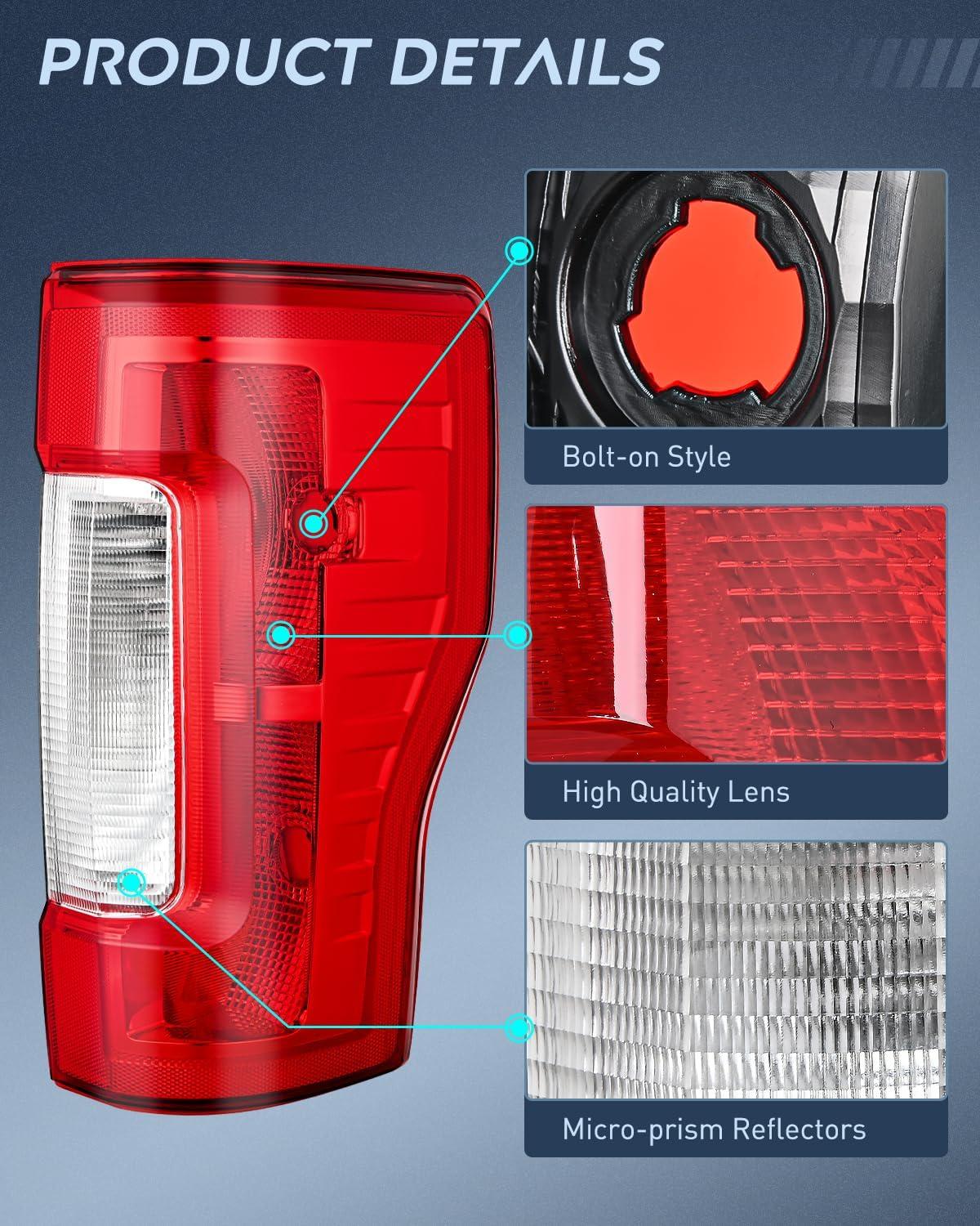 imageNilight Taillight Assembly Compatible with 2017 2018 2019 Ford F250 F350 Super Duty Rear Lamp Replacement OE Style Driver Side Red LensRed