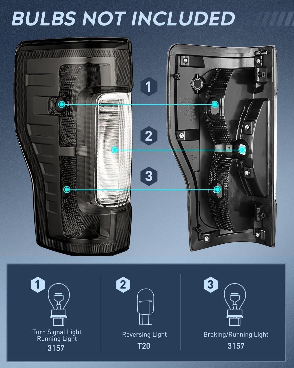 imageNilight Taillight Assembly Compatible with 2017 2018 2019 Ford F250 F350 Super Duty Rear Lamp Replacement OE Style Driver Side Red LensSmoke