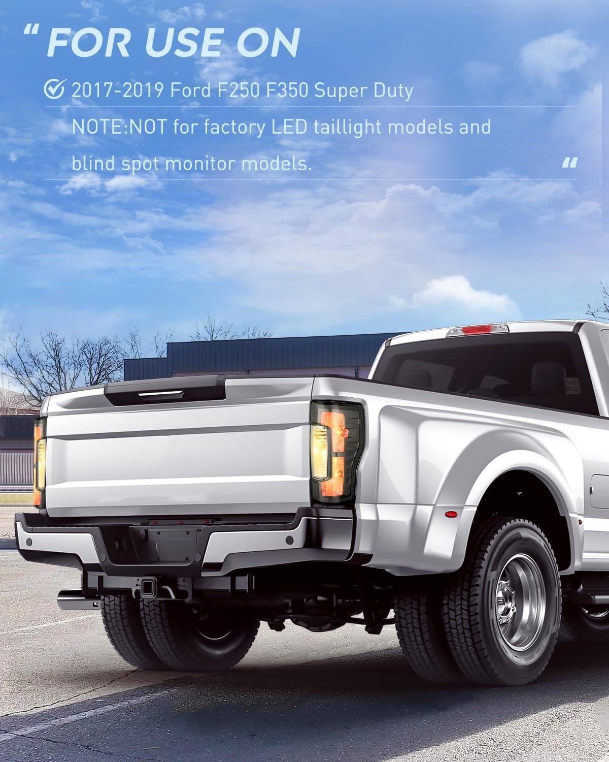 imageNilight Taillight Assembly Compatible with 2017 2018 2019 Ford F250 F350 Super Duty Rear Lamp Replacement OE Style Driver Side Red LensSmoke