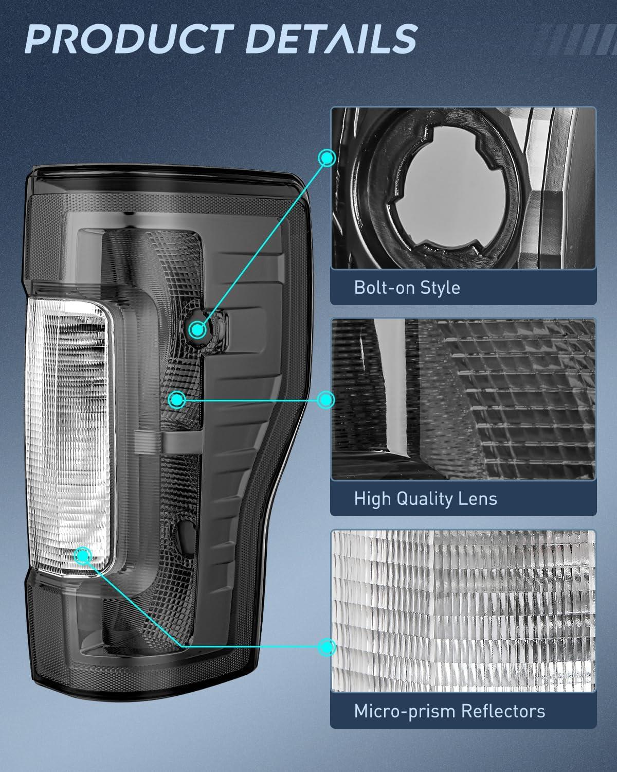 imageNilight Taillight Assembly Compatible with 2017 2018 2019 Ford F250 F350 Super Duty Rear Lamp Replacement OE Style Driver Side Red LensSmoke