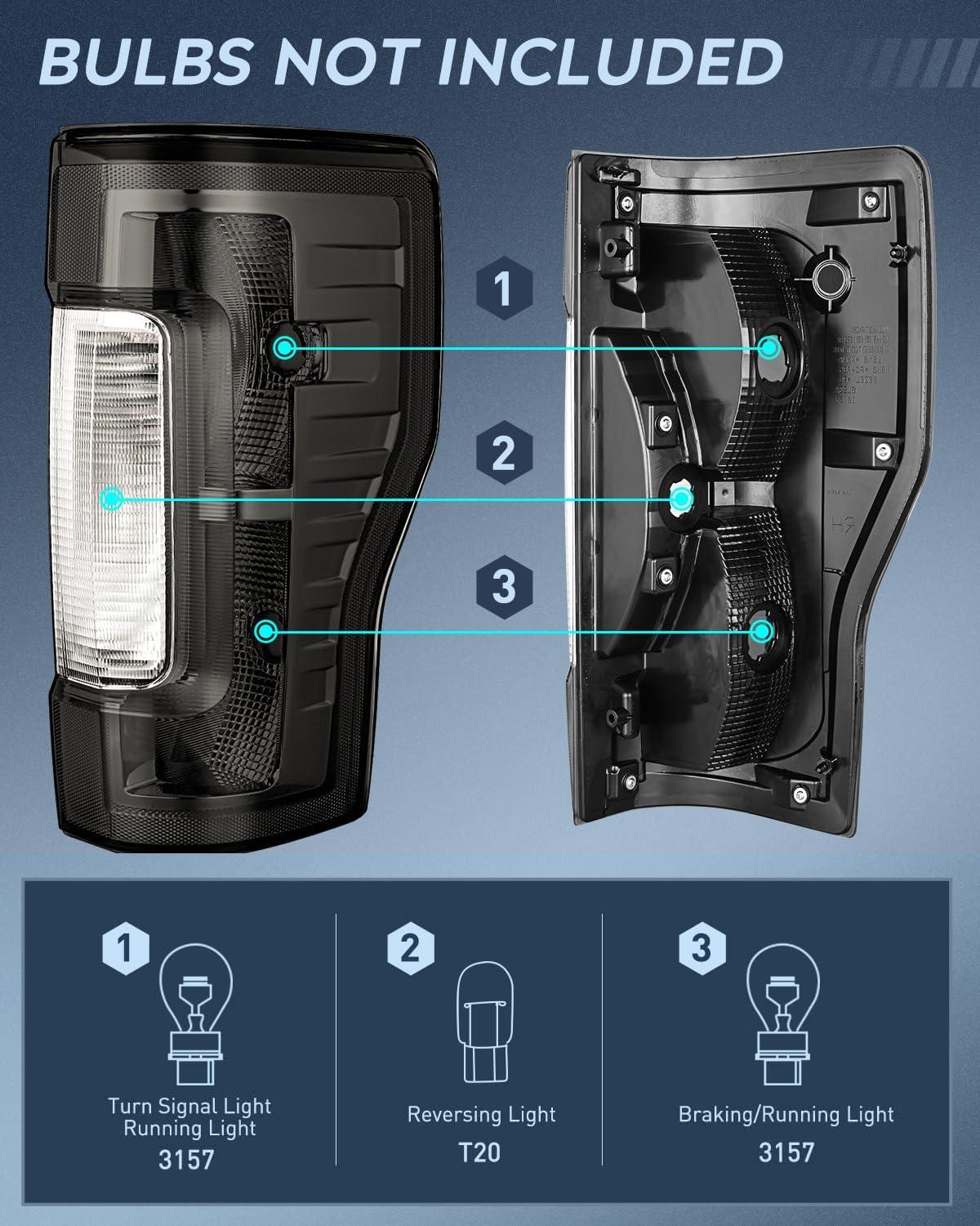 imageNilight Taillight Assembly Compatible with 2017 2018 2019 Ford F250 F350 Super Duty Rear Lamp Replacement OE Style Driver Side Red LensSmoke