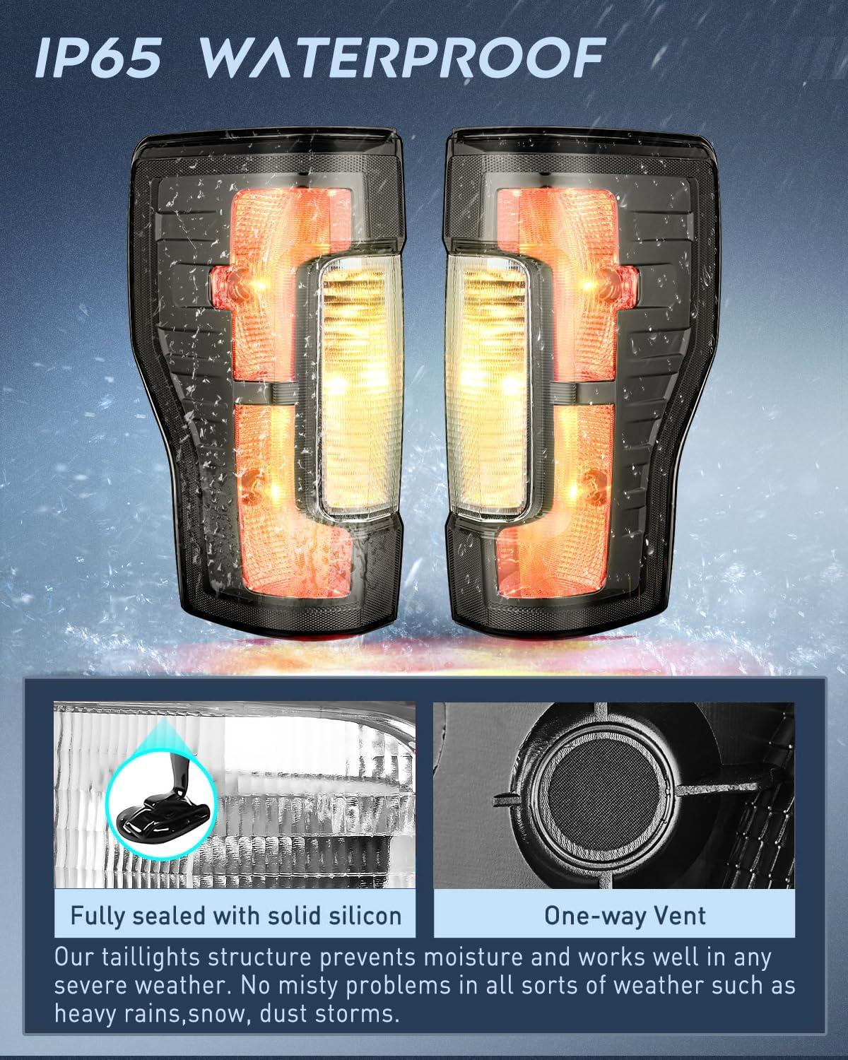 imageNilight Taillight Assembly Compatible with 2017 2018 2019 Ford F250 F350 Super Duty Rear Lamp Replacement OE Style Driver Side Red LensSmoke