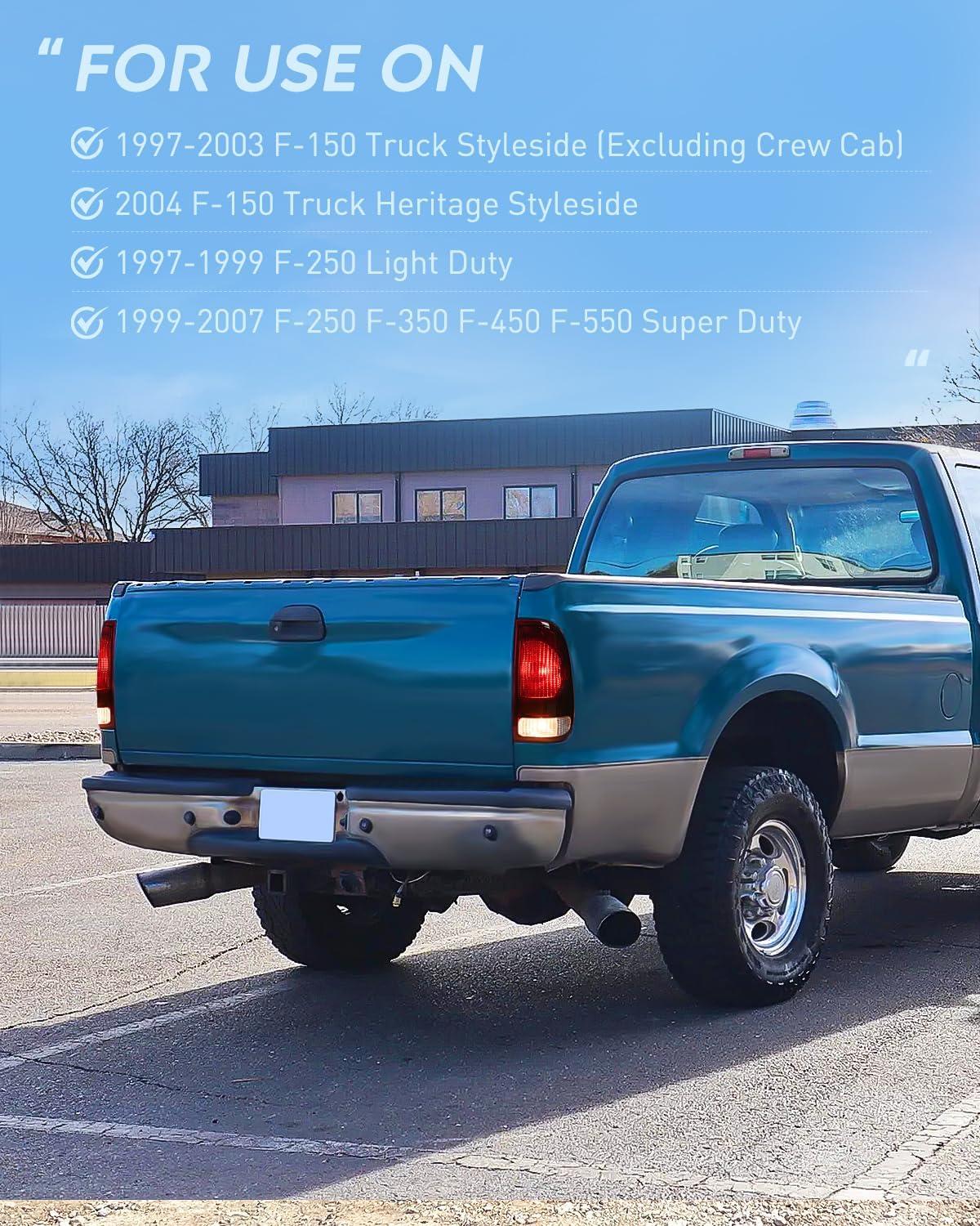 imageNilight Taillight Assembly Compatible with Ford 1997 1998 1999 2000 2001 2002 2003 2004 2005 2006 2007 Ford F150 Styleside F250 F350 F450 F550 Super Duty Dark Red Rear Lamp OE StyleDark RedPassenger Side