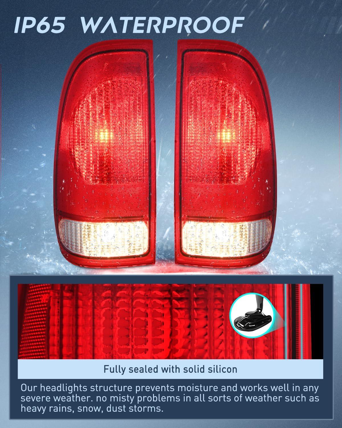 imageNilight Taillight Assembly Compatible with Ford 1997 1998 1999 2000 2001 2002 2003 2004 2005 2006 2007 Ford F150 Styleside F250 F350 F450 F550 Super Duty Dark Red Rear Lamp OE StyleRedPair