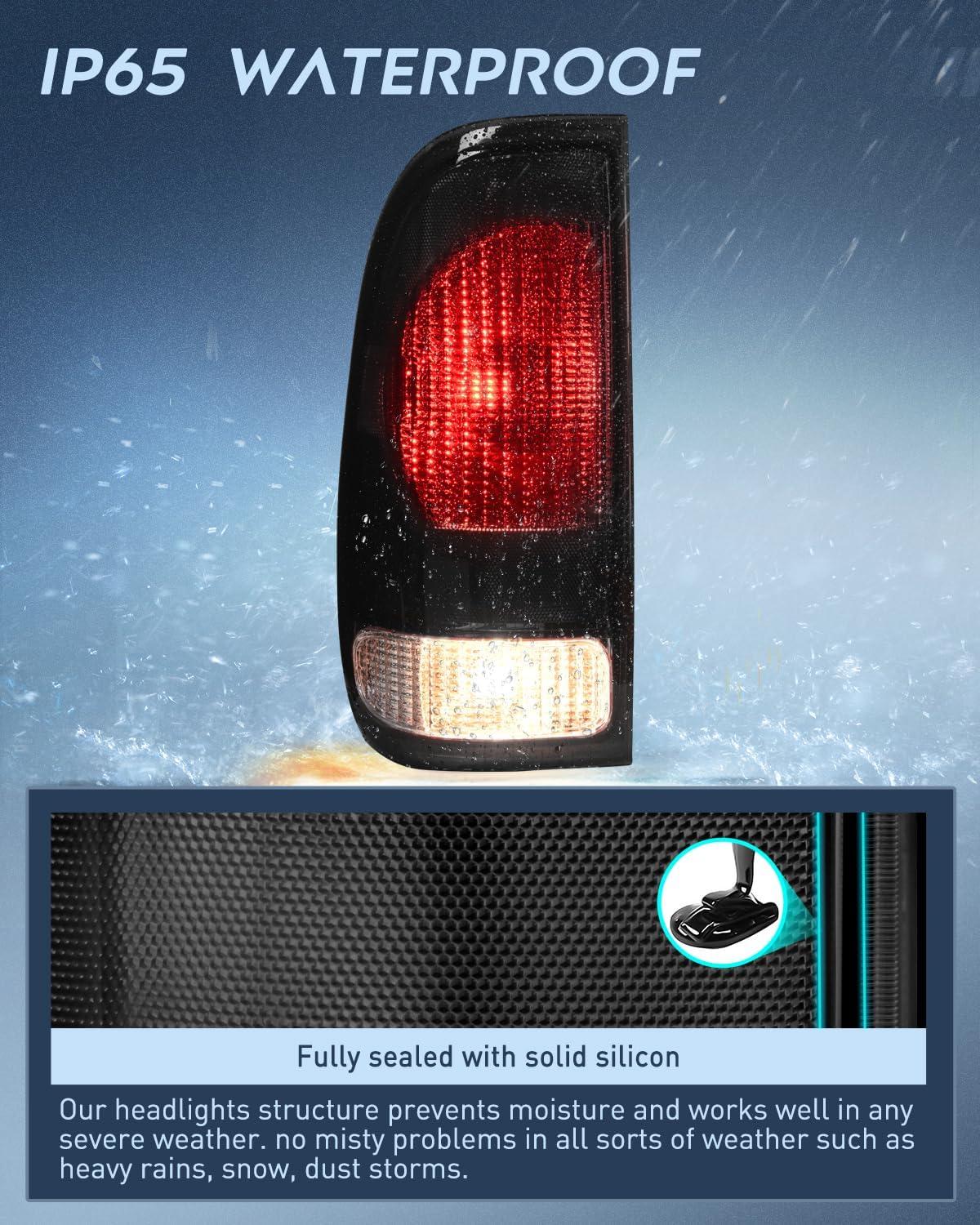 imageNilight Taillight Assembly Compatible with Ford 1997 1998 1999 2000 2001 2002 2003 2004 2005 2006 2007 Ford F150 Styleside F250 F350 F450 F550 Super Duty Dark Red Rear Lamp OE StyleSmokeDriver Side