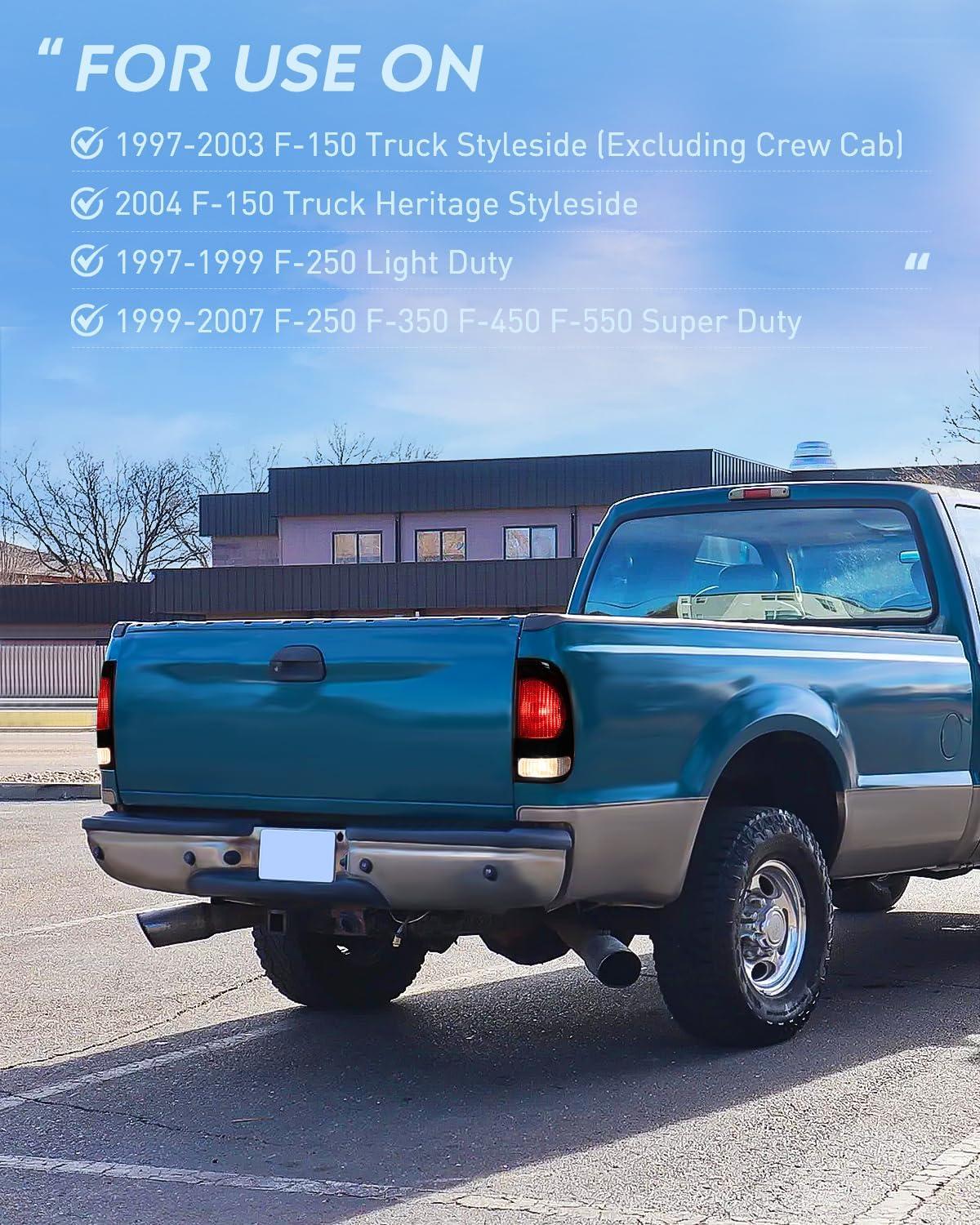 imageNilight Taillight Assembly Compatible with Ford 1997 1998 1999 2000 2001 2002 2003 2004 2005 2006 2007 Ford F150 Styleside F250 F350 F450 F550 Super Duty Dark Red Rear Lamp OE StyleSmokeDriver Side