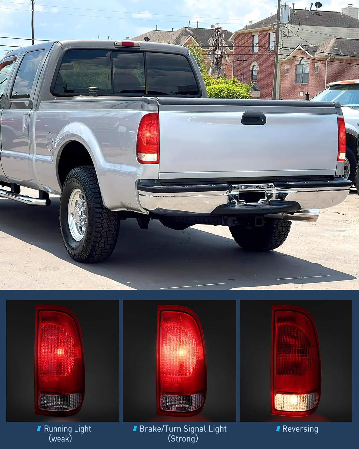imageNilight Taillight Assembly Compatible with Ford 1997 1998 1999 2000 2001 2002 2003 2004 2005 2006 2007 Ford F150 Styleside F250 F350 F450 F550 Super Duty Dark Red Rear Lamp OE StyleRedPassenger Side