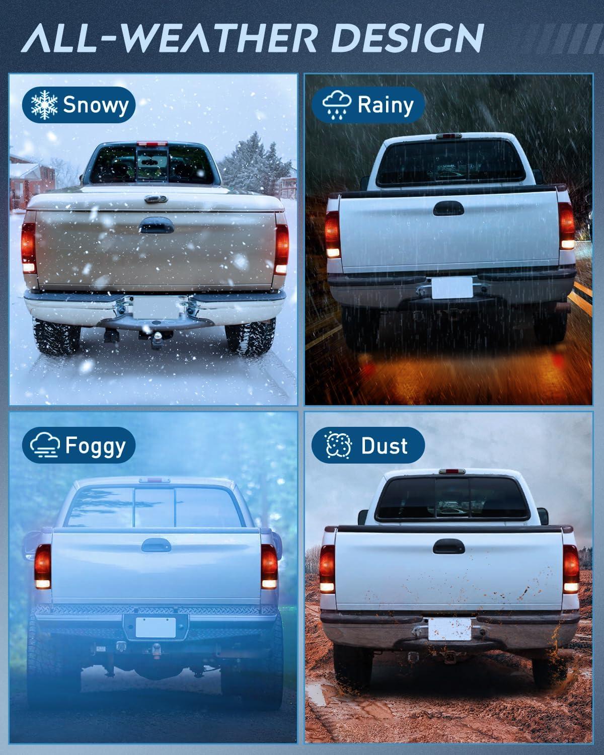 imageNilight Taillight Assembly Compatible with Ford 1997 1998 1999 2000 2001 2002 2003 2004 2005 2006 2007 Ford F150 Styleside F250 F350 F450 F550 Super Duty Dark Red Rear Lamp OE StyleDark RedPair