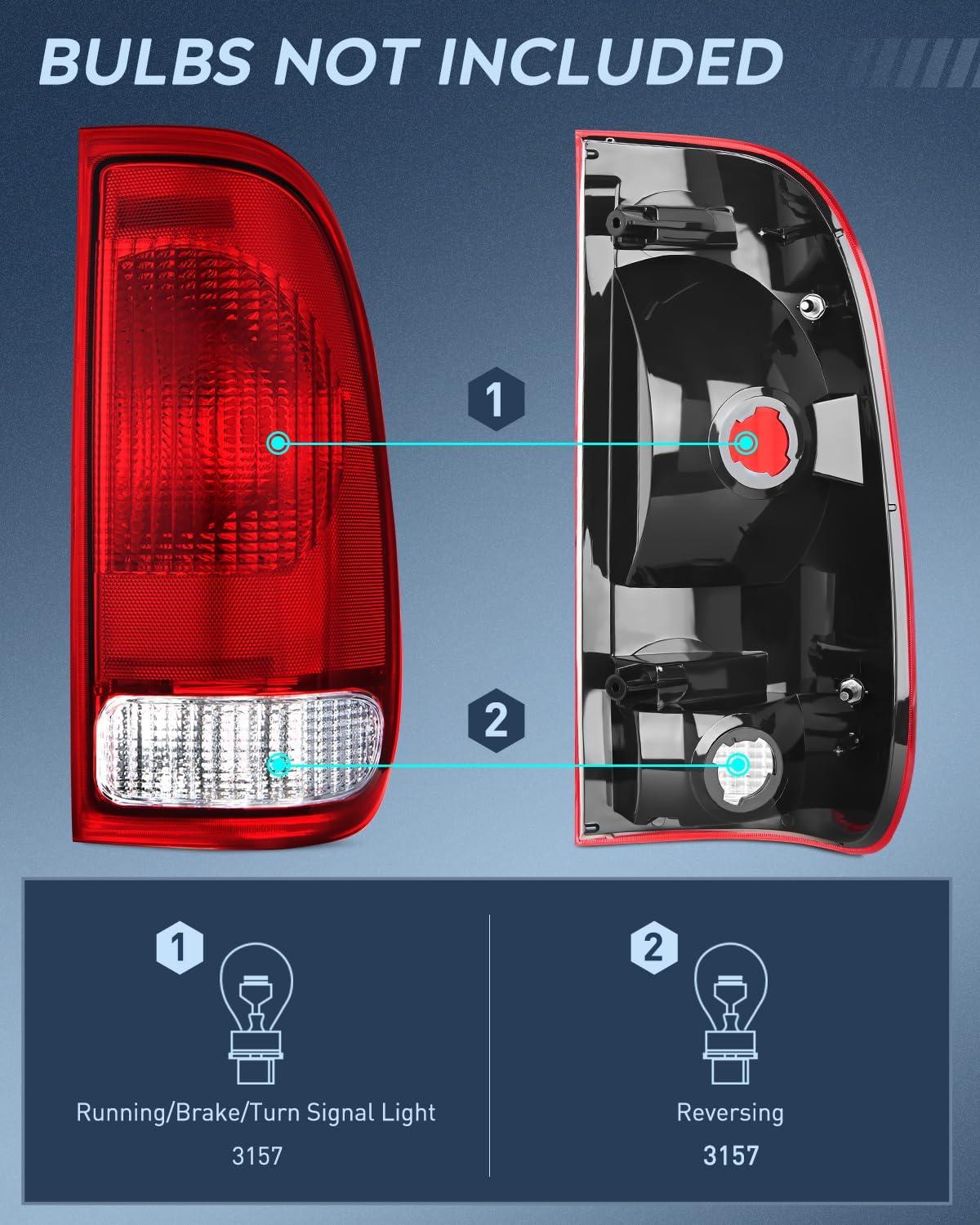 imageNilight Taillight Assembly Compatible with Ford 1997 1998 1999 2000 2001 2002 2003 2004 2005 2006 2007 Ford F150 Styleside F250 F350 F450 F550 Super Duty Dark Red Rear Lamp OE StyleRedPassenger Side