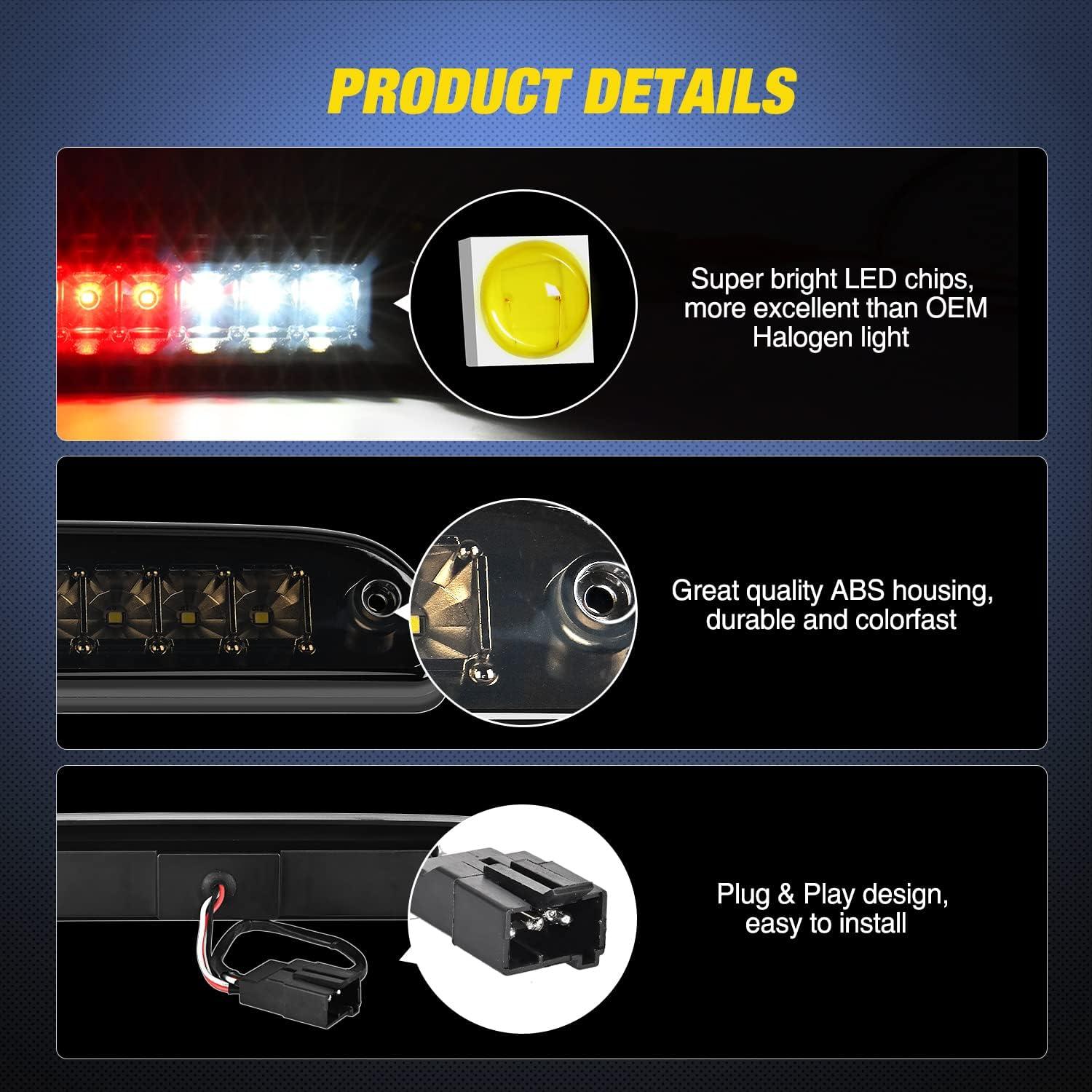 imageNilight Taillight Assembly Compatible with Ford 1997 1998 1999 2000 2001 2002 2003 2004 2005 2006 2007 Ford F150 Styleside F250 F350 F450 F550 Super Duty Dark Red Rear Lamp OE StyleRed w3rd Brake Light