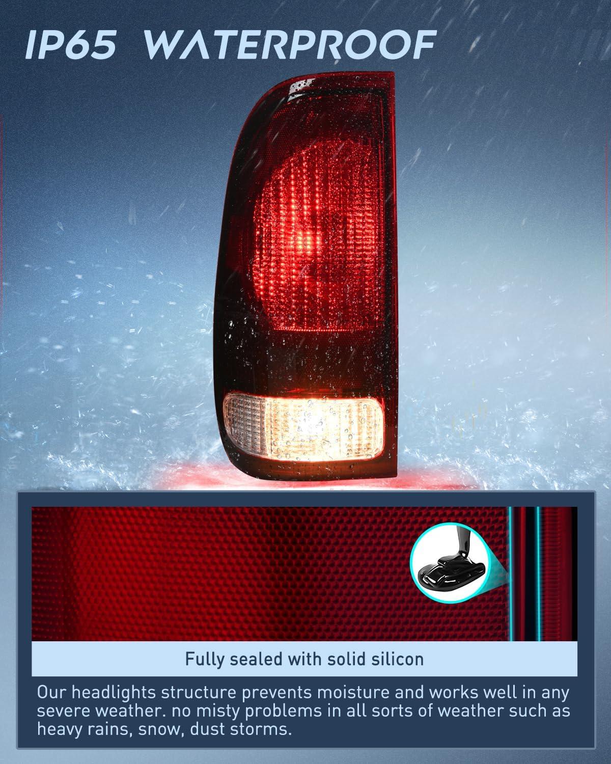 imageNilight Taillight Assembly Compatible with Ford 1997 1998 1999 2000 2001 2002 2003 2004 2005 2006 2007 Ford F150 Styleside F250 F350 F450 F550 Super Duty Dark Red Rear Lamp OE StyleDark RedDriver Side