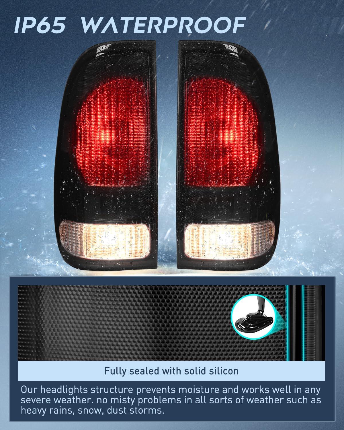 imageNilight Taillight Assembly Compatible with Ford 1997 1998 1999 2000 2001 2002 2003 2004 2005 2006 2007 Ford F150 Styleside F250 F350 F450 F550 Super Duty Dark Red Rear Lamp OE StyleSmokePair