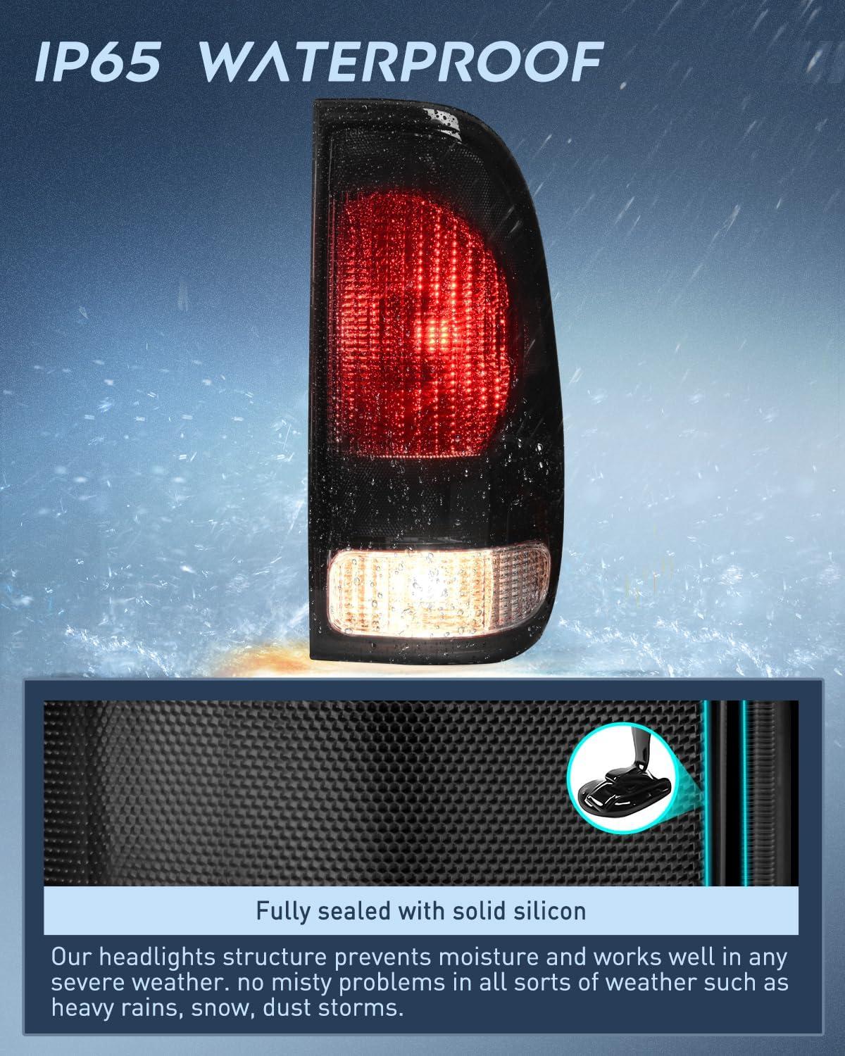 imageNilight Taillight Assembly Compatible with Ford 1997 1998 1999 2000 2001 2002 2003 2004 2005 2006 2007 Ford F150 Styleside F250 F350 F450 F550 Super Duty Dark Red Rear Lamp OE StyleSmokePassenger Side