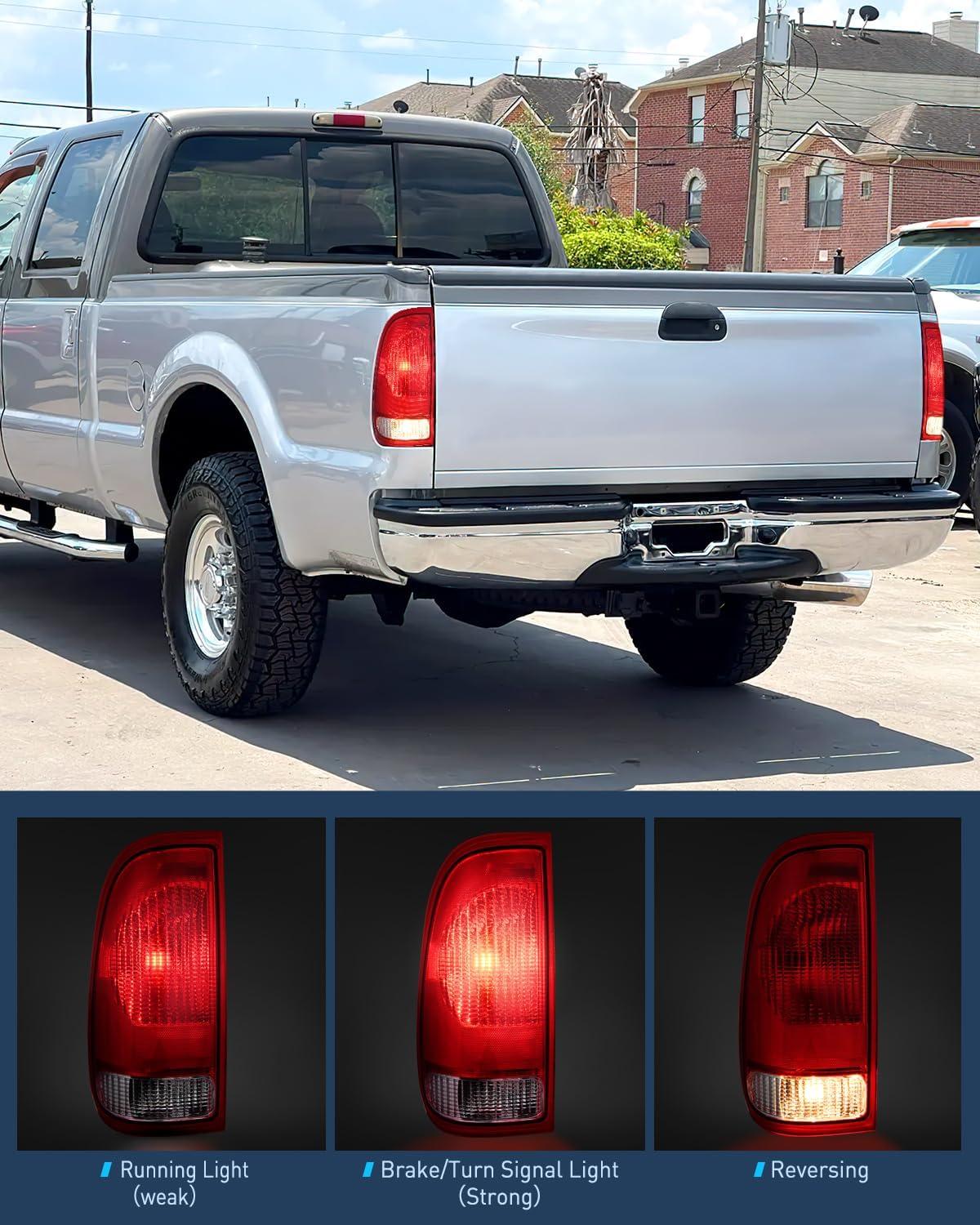 imageNilight Taillight Assembly Compatible with Ford 1997 1998 1999 2000 2001 2002 2003 2004 2005 2006 2007 Ford F150 Styleside F250 F350 F450 F550 Super Duty Dark Red Rear Lamp OE StyleRedPair