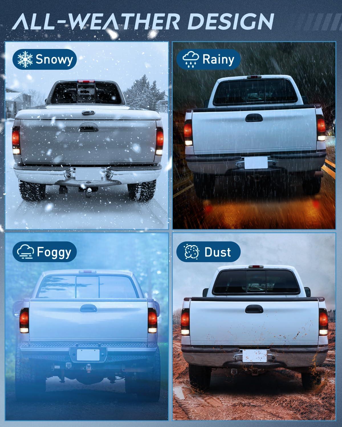 imageNilight Taillight Assembly Compatible with Ford 1997 1998 1999 2000 2001 2002 2003 2004 2005 2006 2007 Ford F150 Styleside F250 F350 F450 F550 Super Duty Dark Red Rear Lamp OE StyleSmokePair