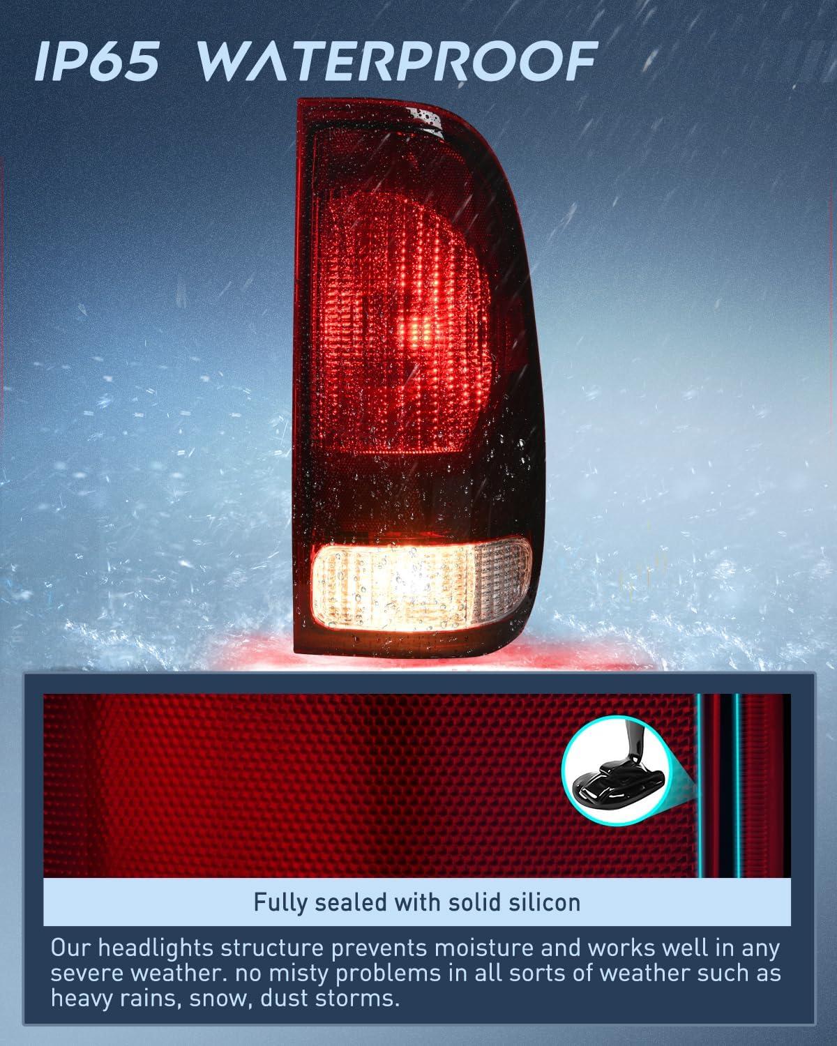 imageNilight Taillight Assembly Compatible with Ford 1997 1998 1999 2000 2001 2002 2003 2004 2005 2006 2007 Ford F150 Styleside F250 F350 F450 F550 Super Duty Dark Red Rear Lamp OE StyleDark RedPassenger Side