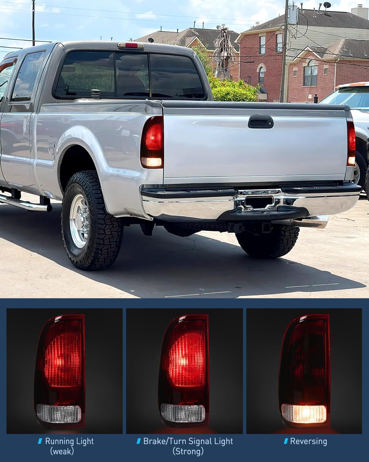 imageNilight Taillight Assembly Compatible with Ford 1997 1998 1999 2000 2001 2002 2003 2004 2005 2006 2007 Ford F150 Styleside F250 F350 F450 F550 Super Duty Dark Red Rear Lamp OE StyleDark RedDriver Side