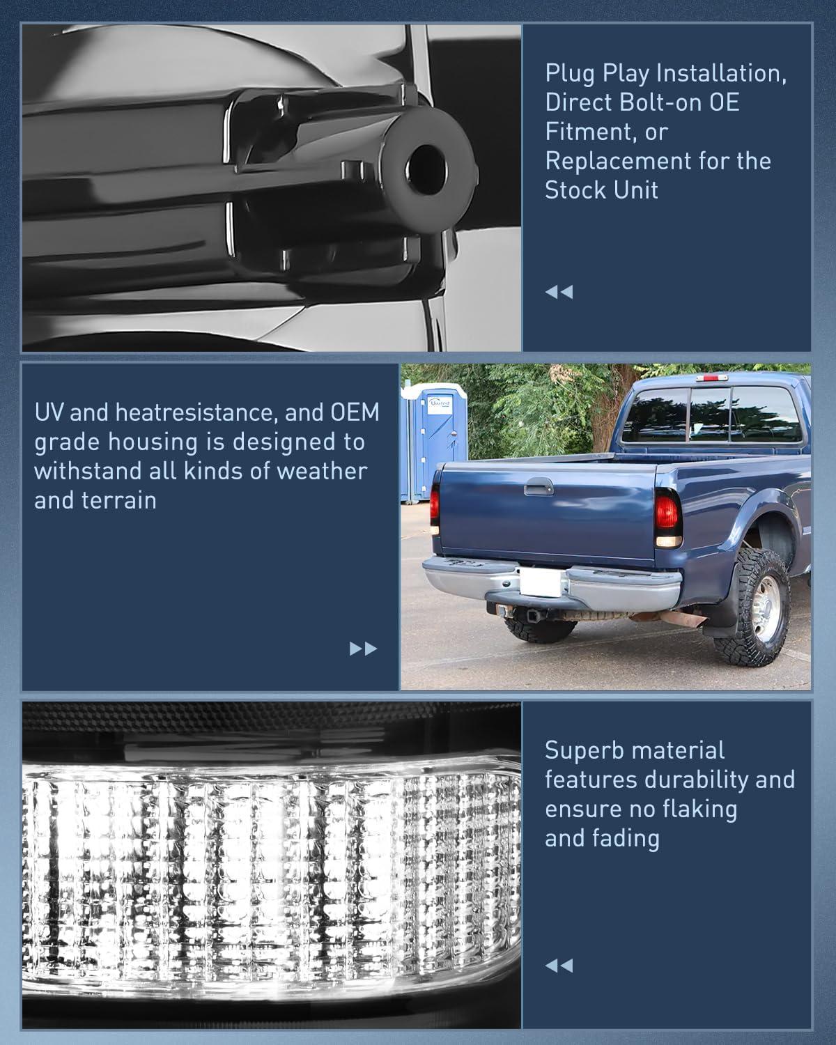 imageNilight Taillight Assembly Compatible with Ford 1997 1998 1999 2000 2001 2002 2003 2004 2005 2006 2007 Ford F150 Styleside F250 F350 F450 F550 Super Duty Dark Red Rear Lamp OE StyleSmokeDriver Side