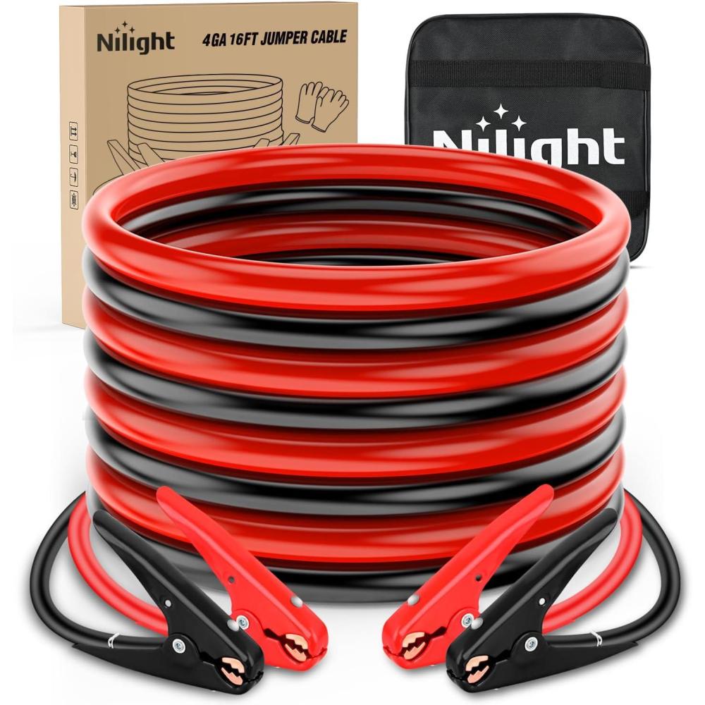 imageNilight Jumper Cables for Car Battery 0 Gauge 20 FT Booster Cable Heavy Duty 1000 A CCA with Carrying Bag Jump Start Emergency Kit Pickup Truck RV Vans SUV4 Guage 20 FT