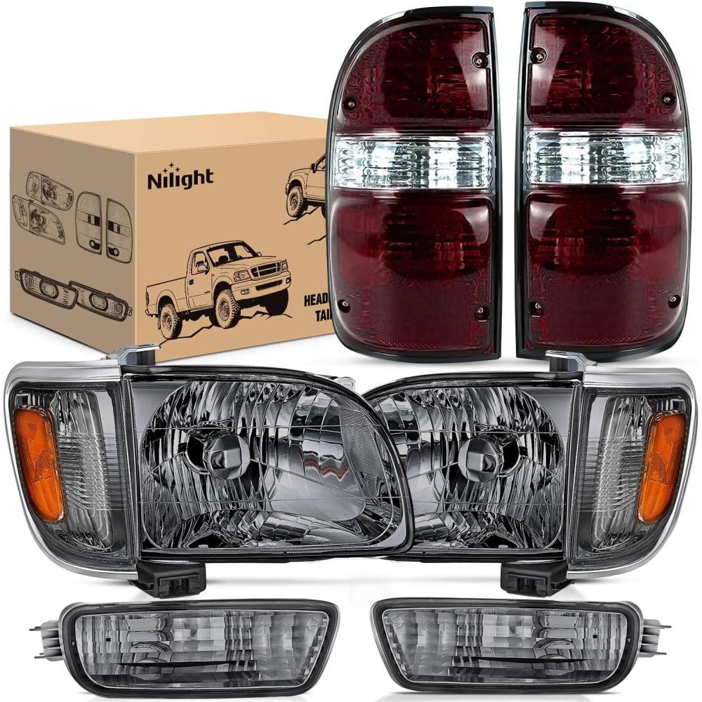 imageNilight Taillight Assembly Compatible with 2001 2002 2003 2004 Toyota Tacoma Rear Lamp Replacement OE Style Driver SideSmoke Lens Amber Reflector wTailight